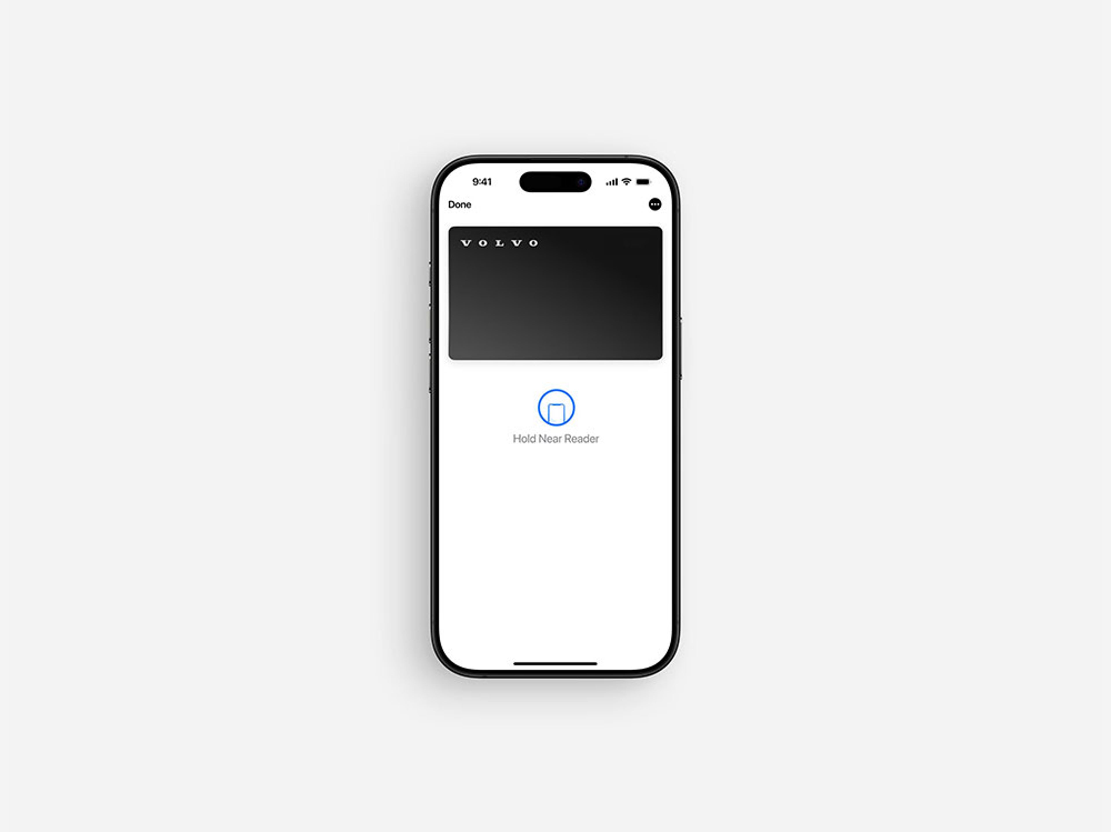Smartphone affichant la clé numérique des SUV EX30 & EX90