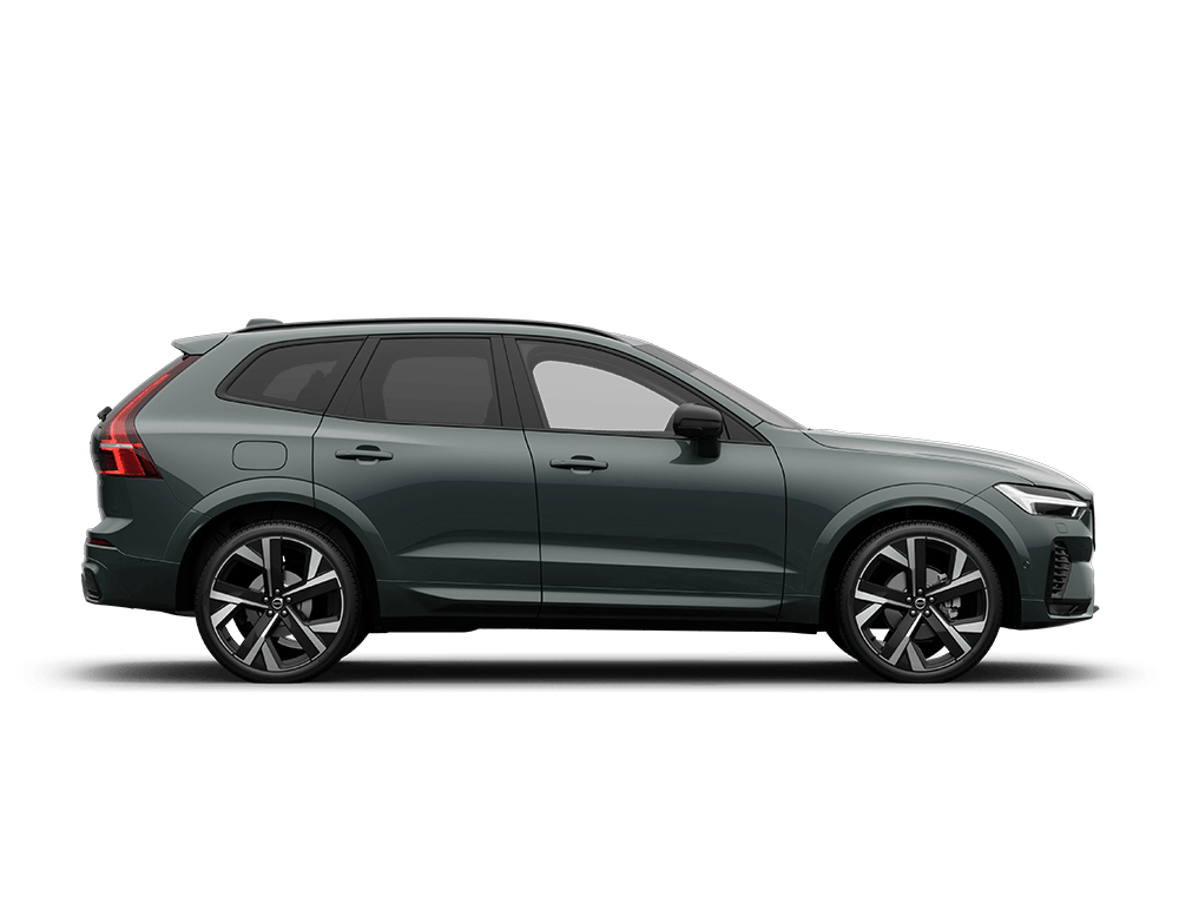 Zijaanzicht van de Volvo XC60 plugin-hybrid SUV.