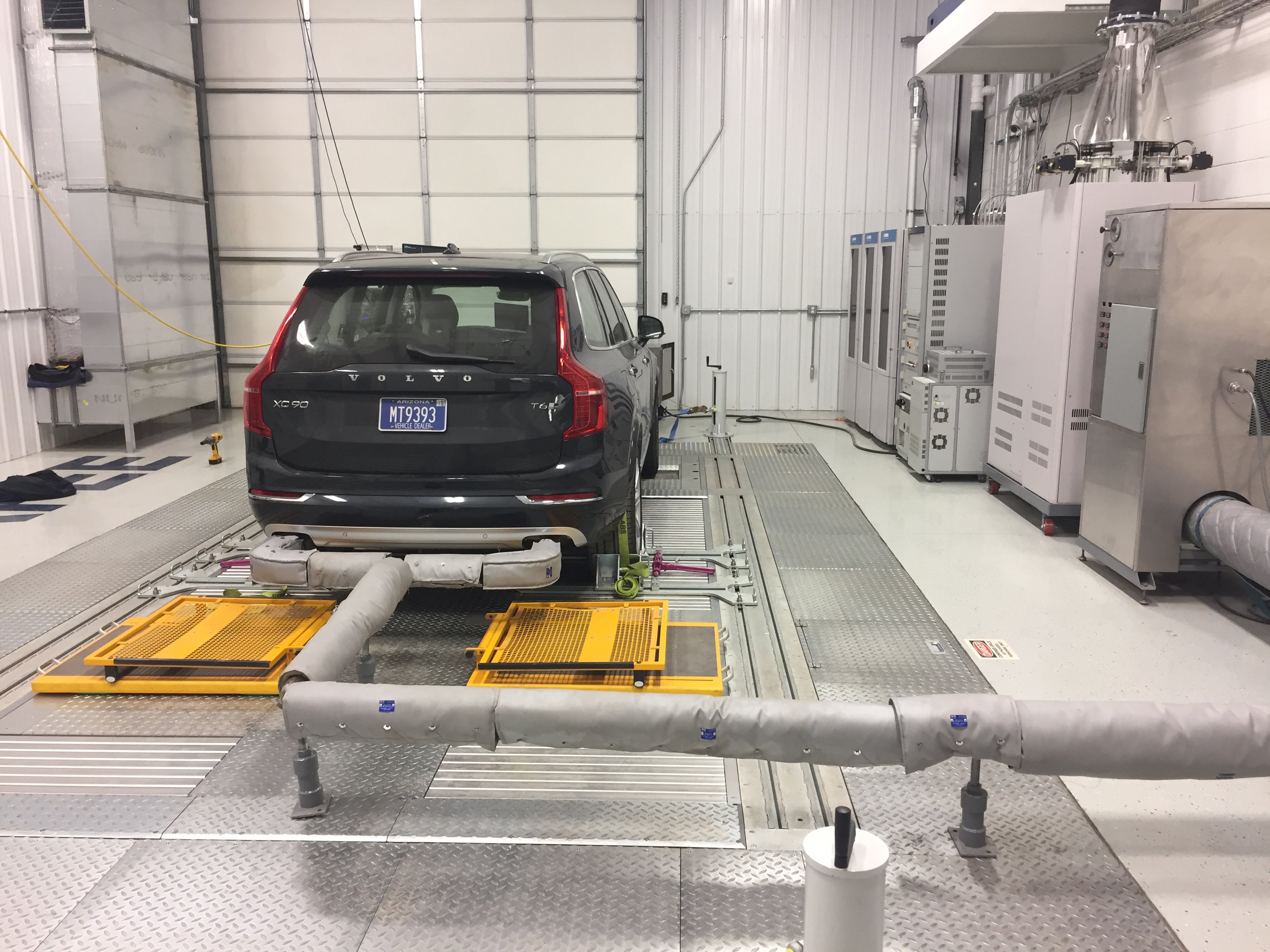 Volvo Exhaust Testing - Car having its exhaust tested