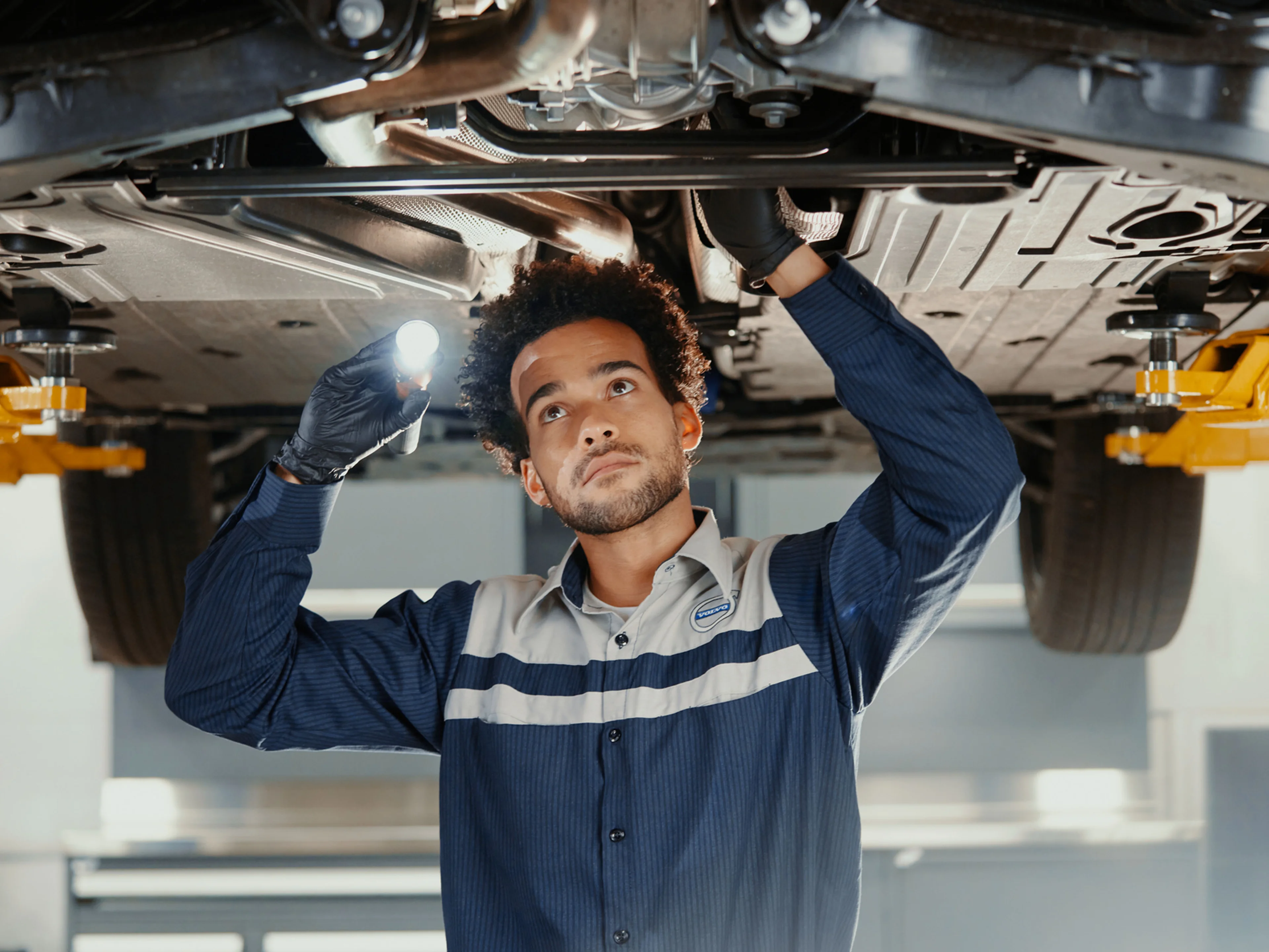 Man working on car