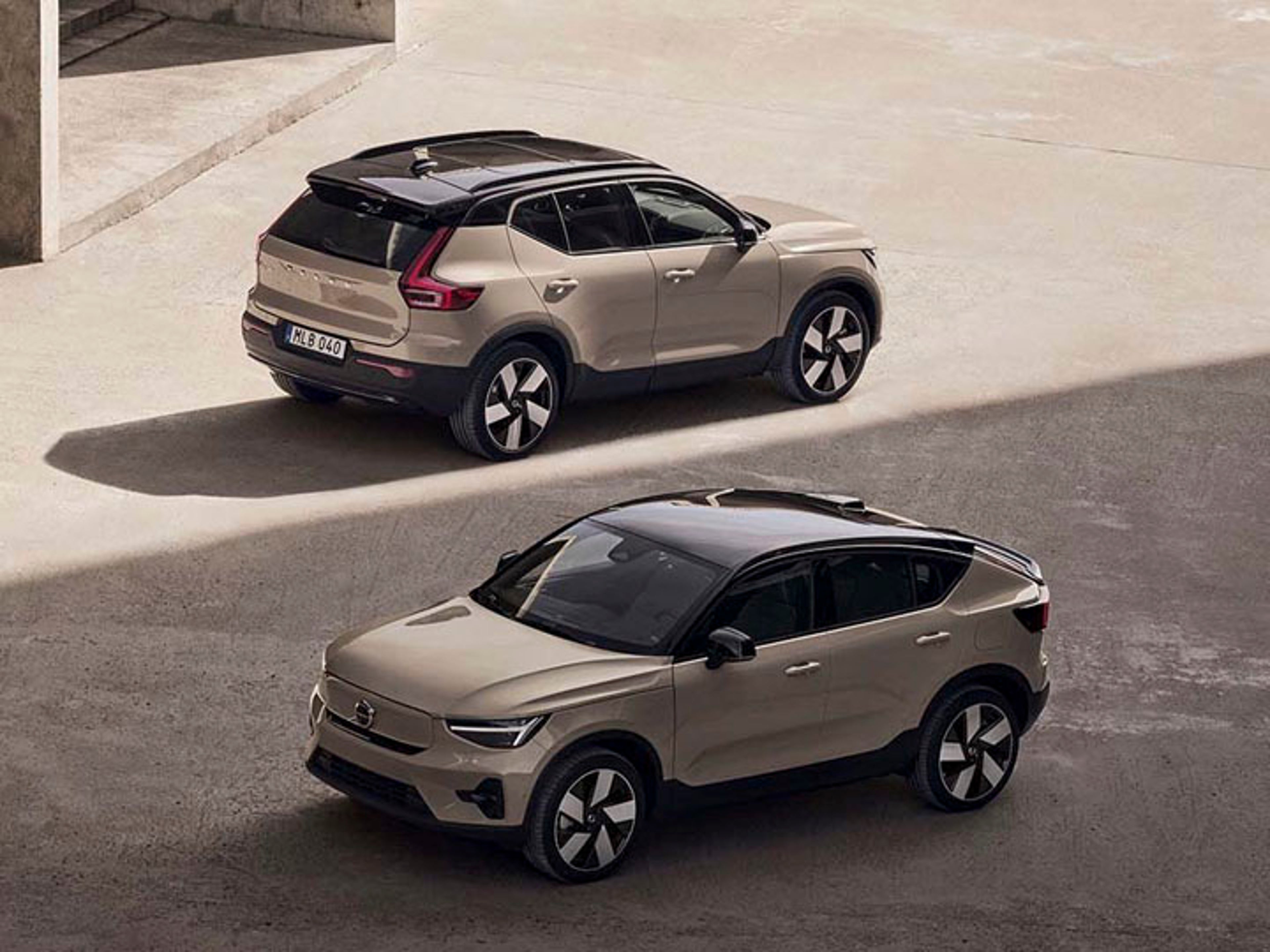 Dos modelos Volvo vista aérea