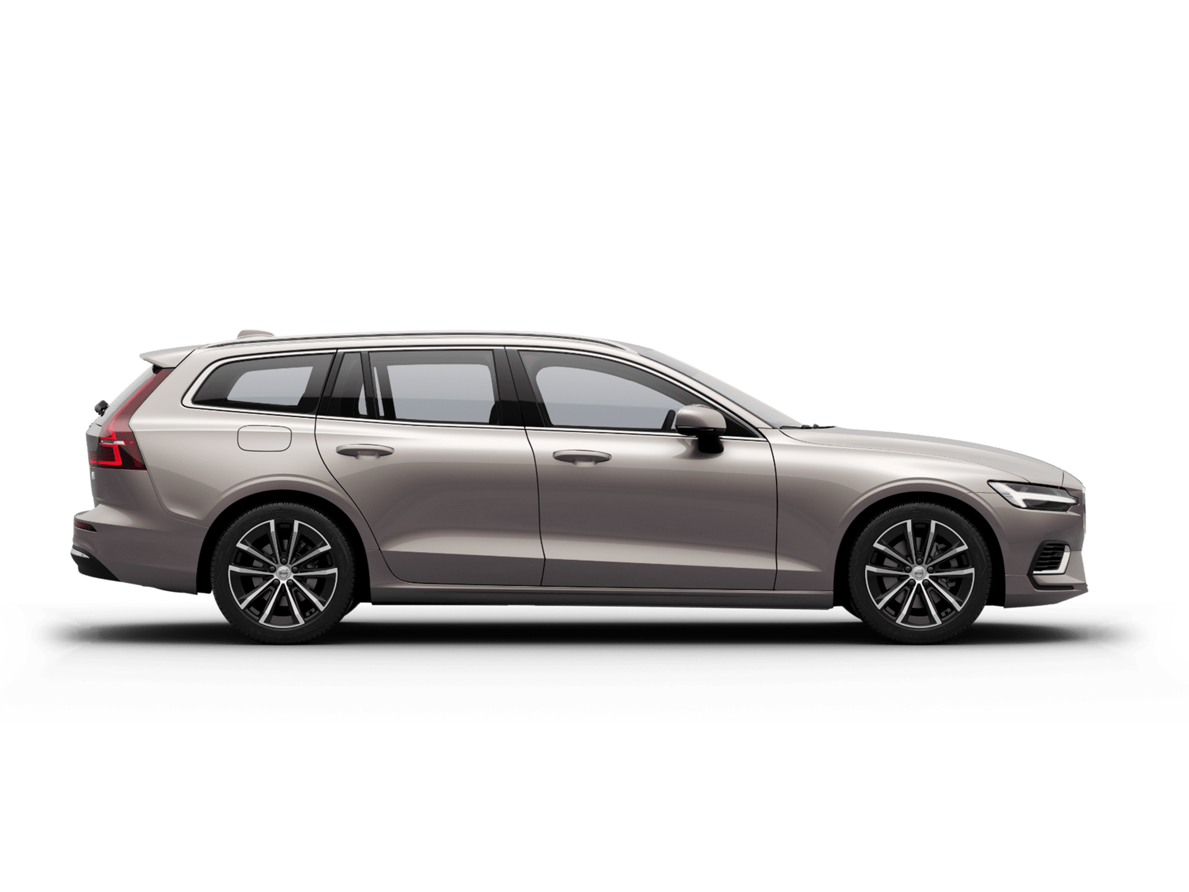 Grijze Volvo V60 Recharge op witte achtergrond