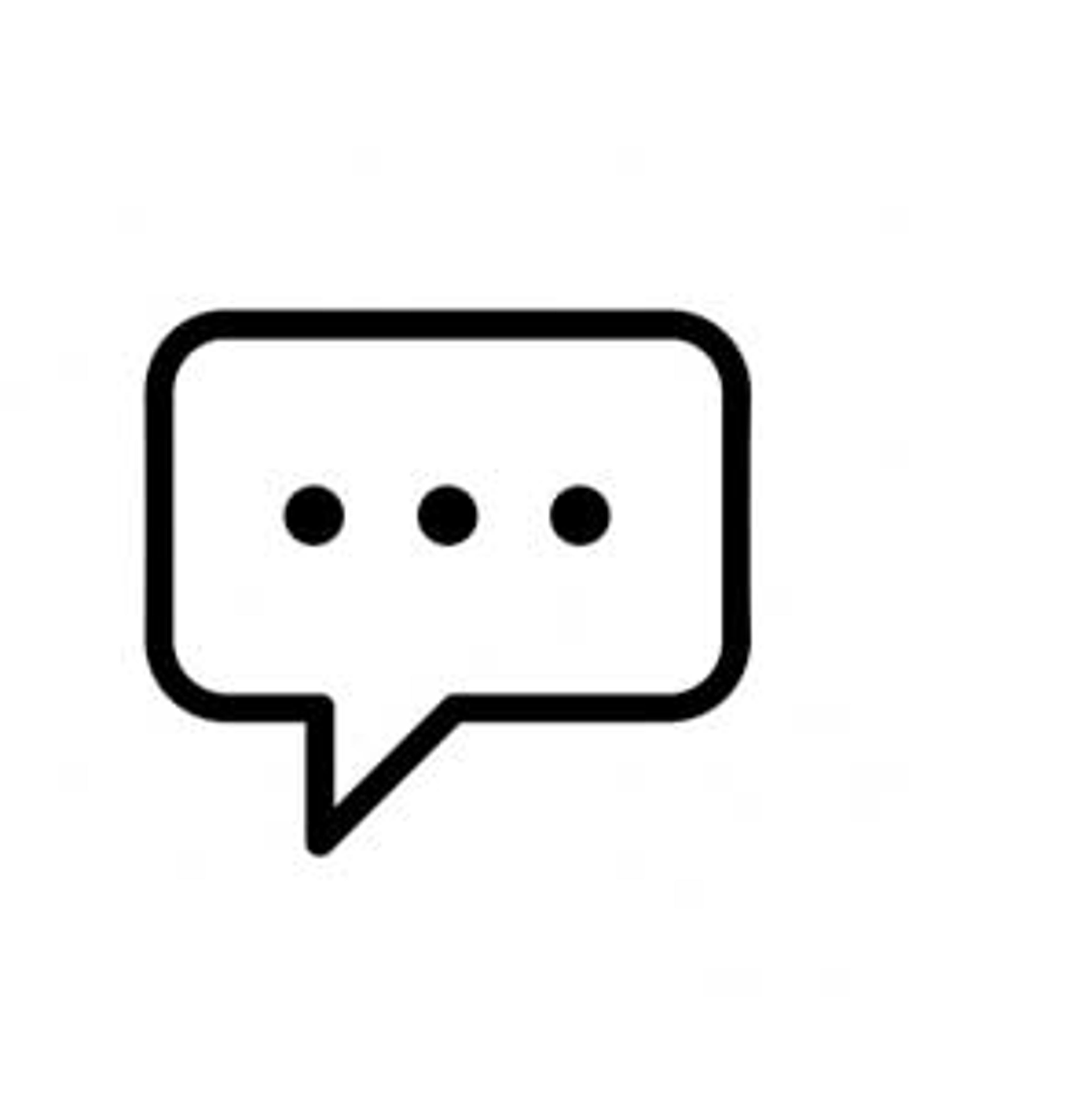 Chat support icon with speech bubble and three dots symbolizing online messaging.