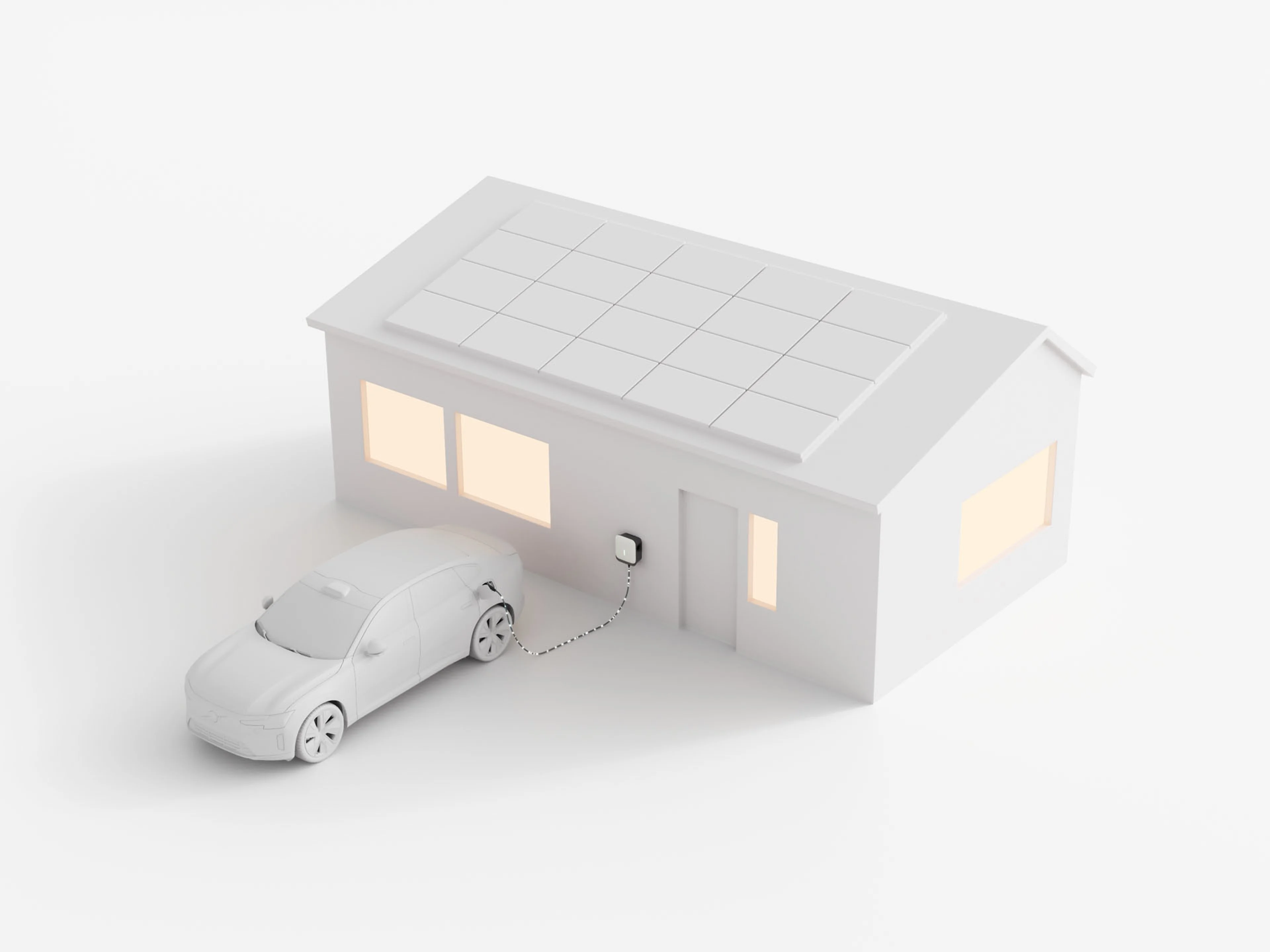 Ein Model eines Volvo vor einem Haus