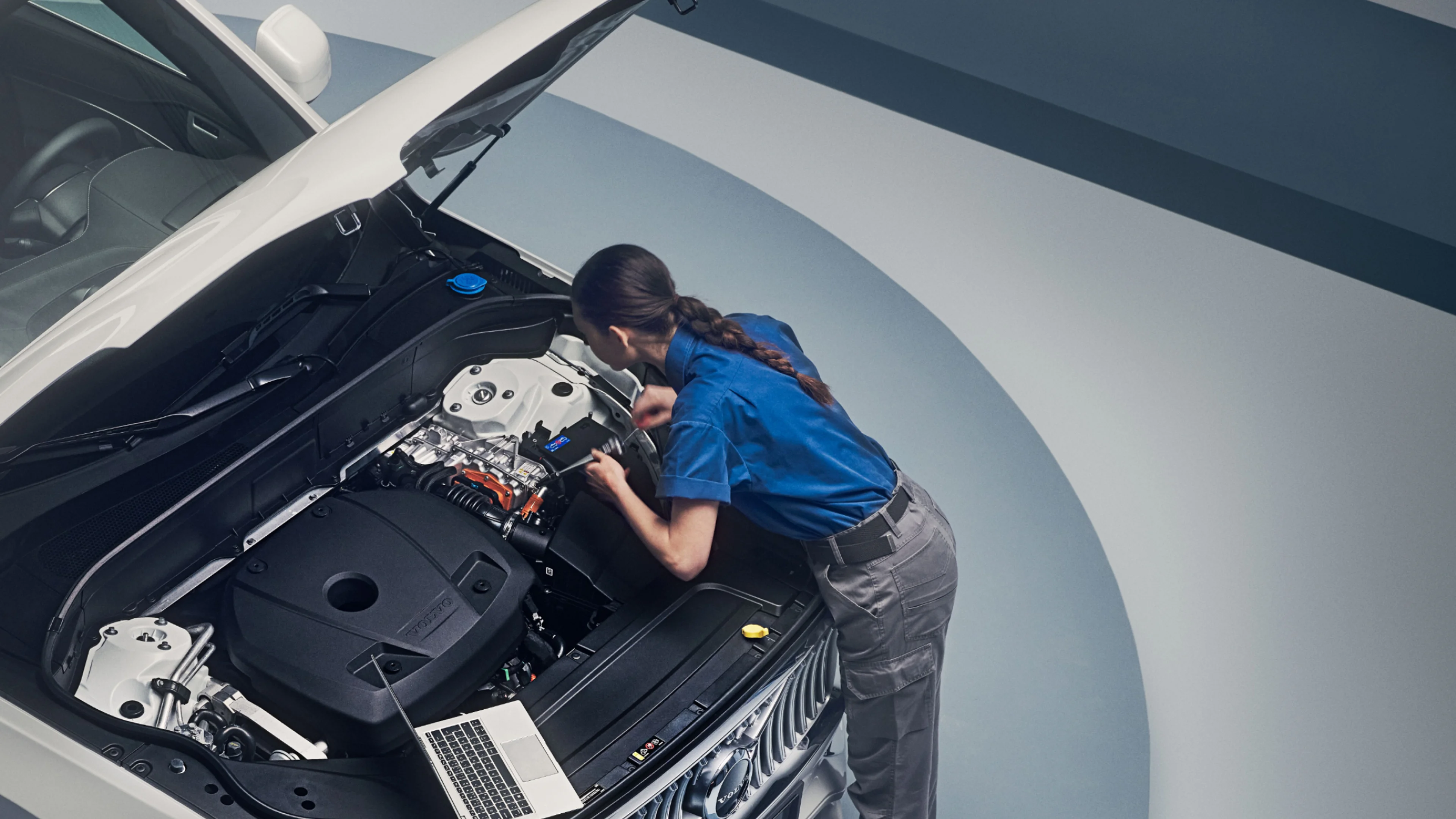 Person working on engine