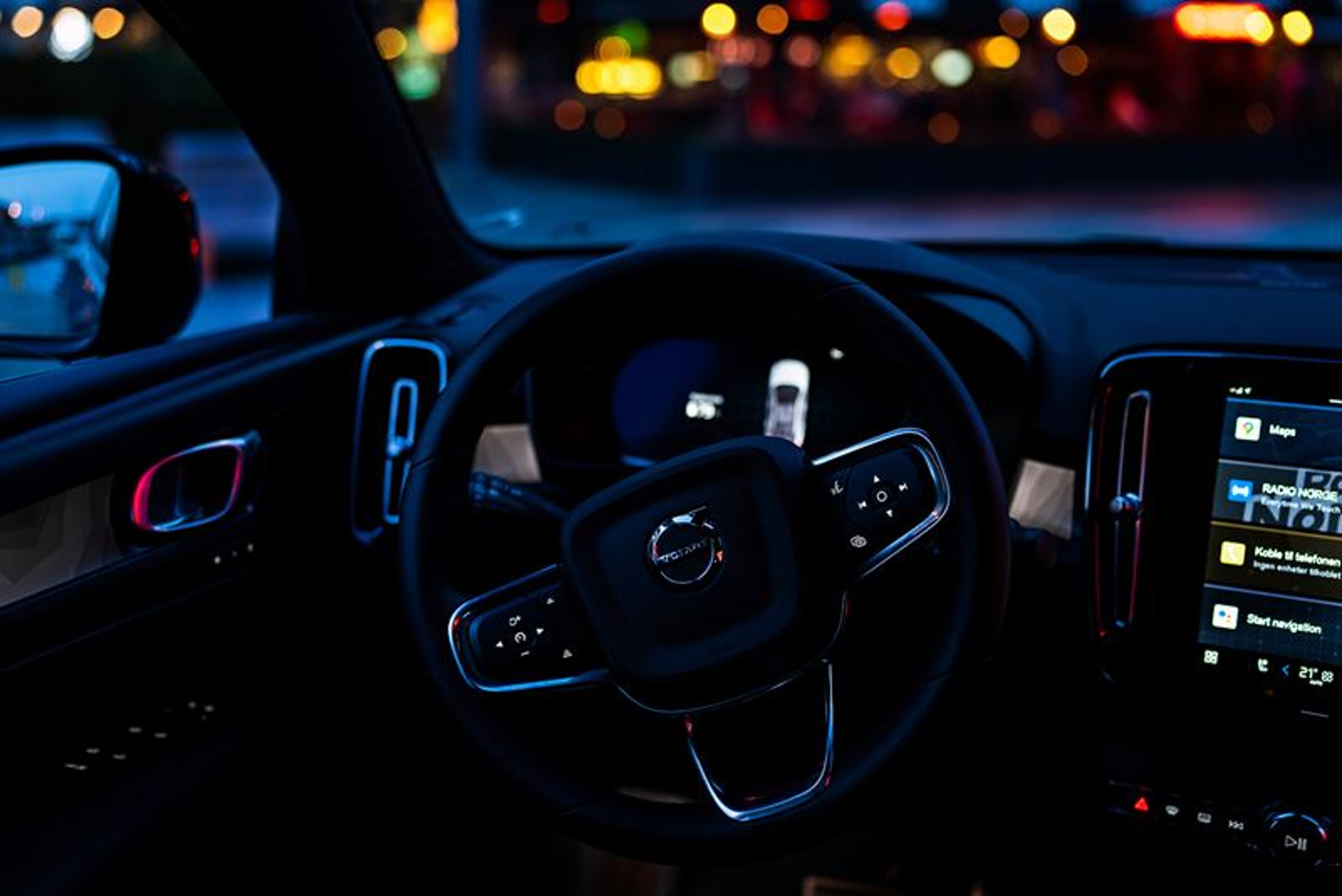 Nærbilde av rattet i en C40