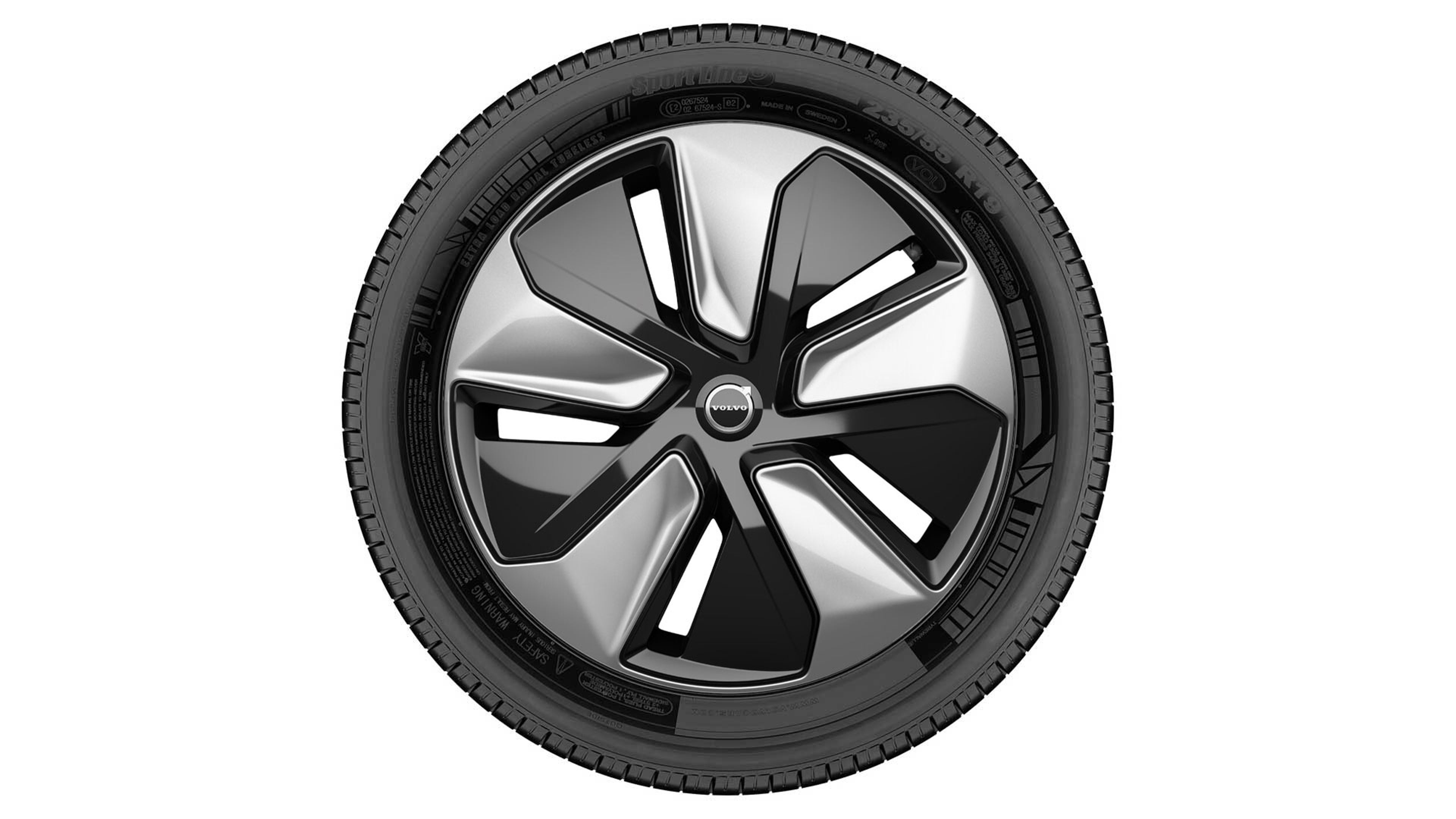 20" 5-Spoke Aero Wheel Glossy Black Diamond Cut