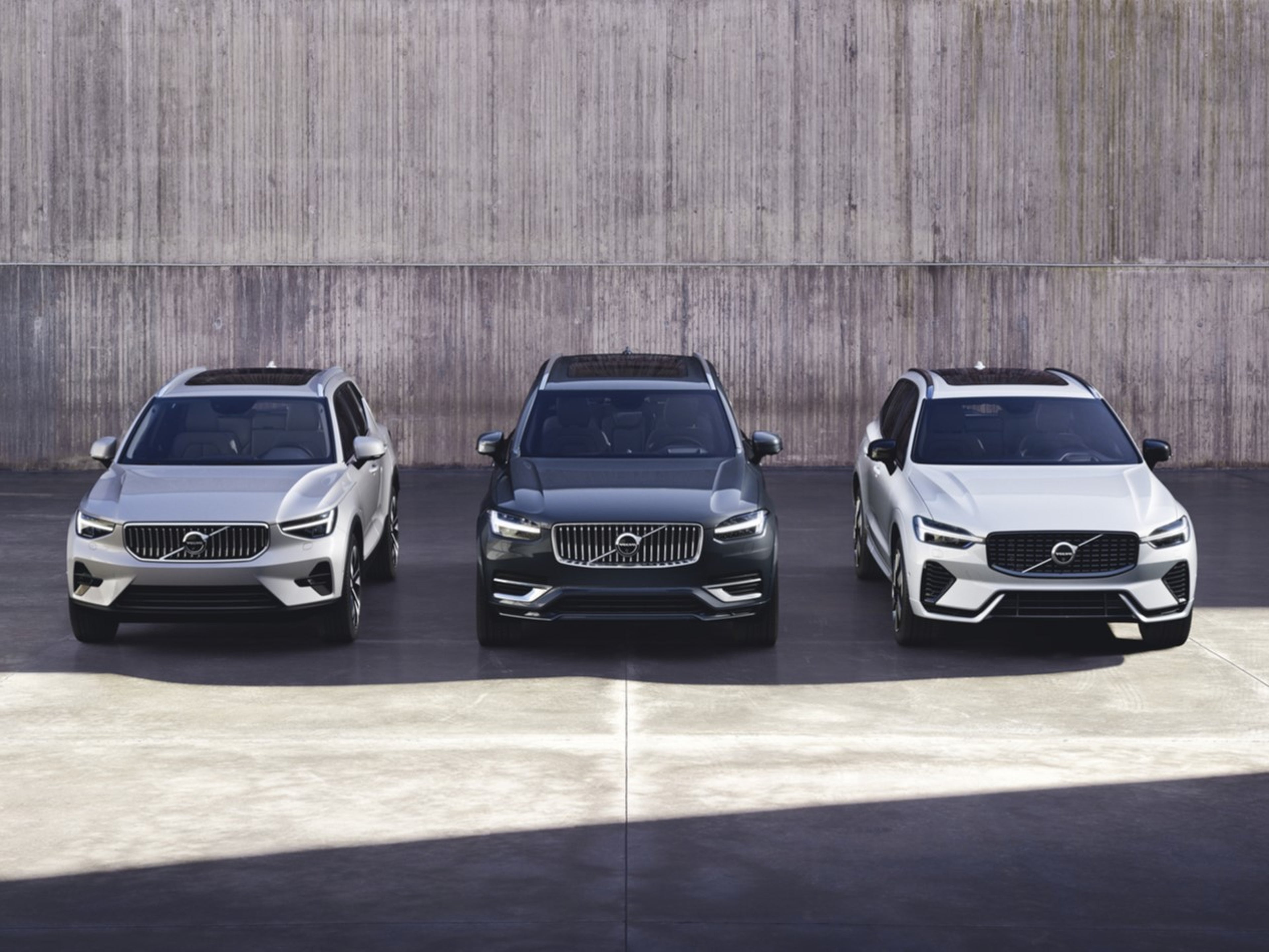 Build and Order a Volvo - Volvo SUV Range facing forward: XC90, XC60, and XC40