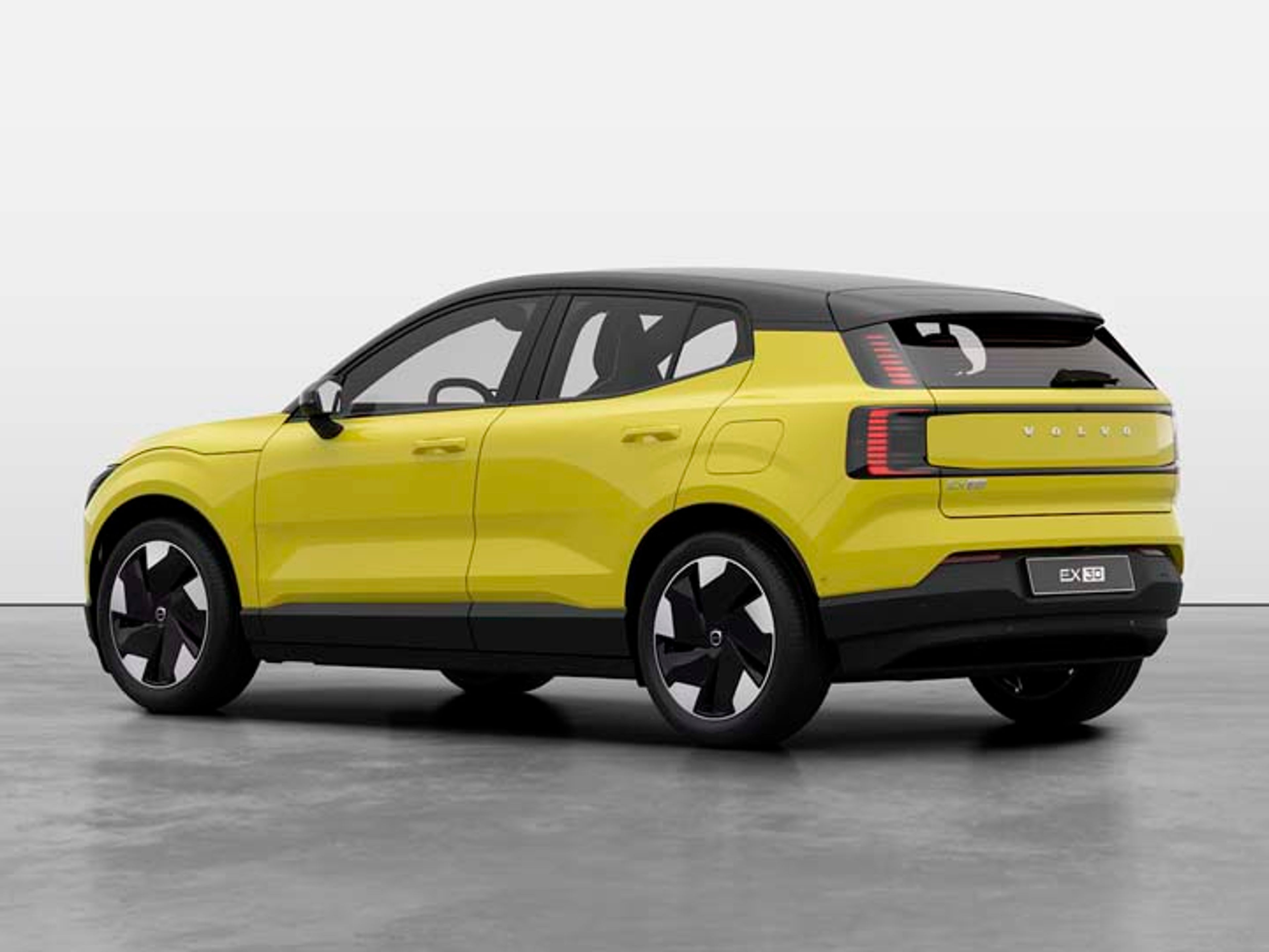 Volvo EX30 color amarillo vista trasera lateral