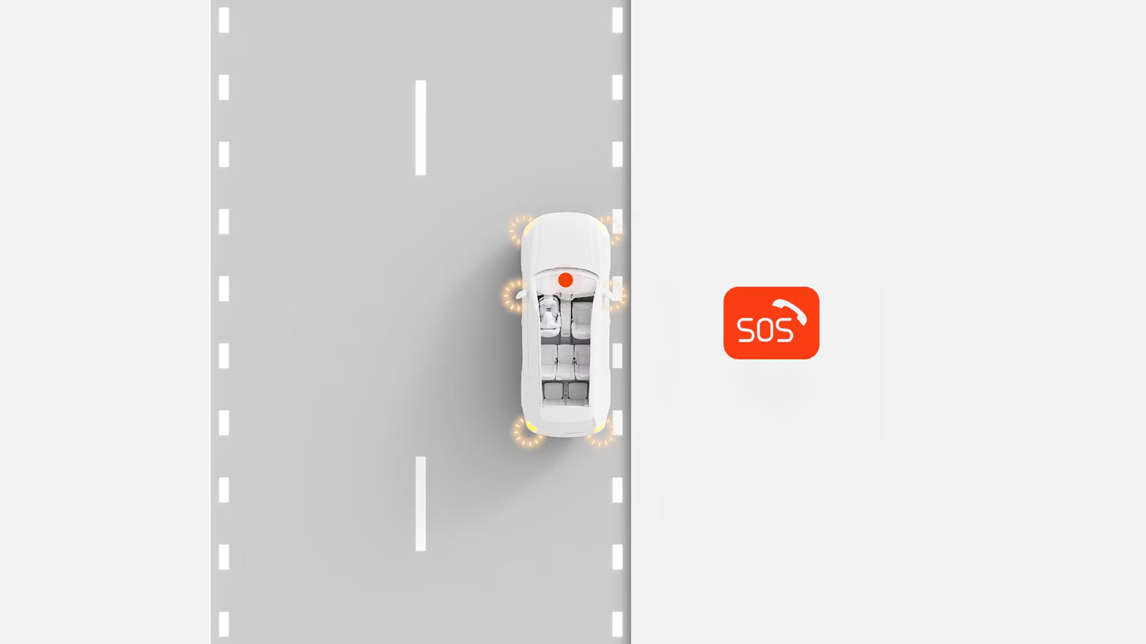 Asistente Volvo de parada de emergencia y llamada de seguridad