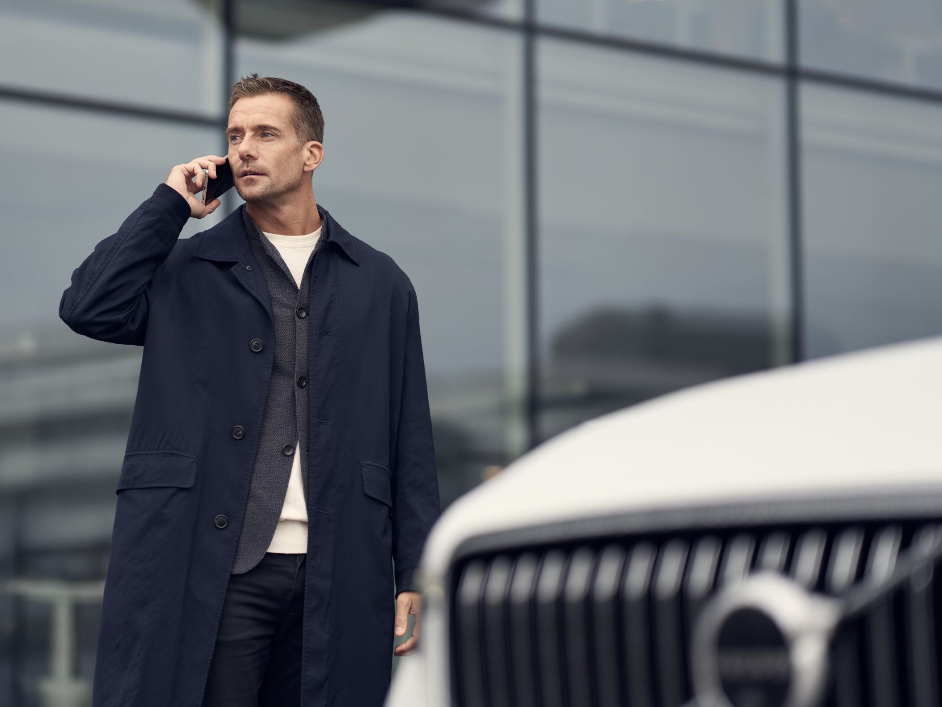 Man calling for roadside assistance