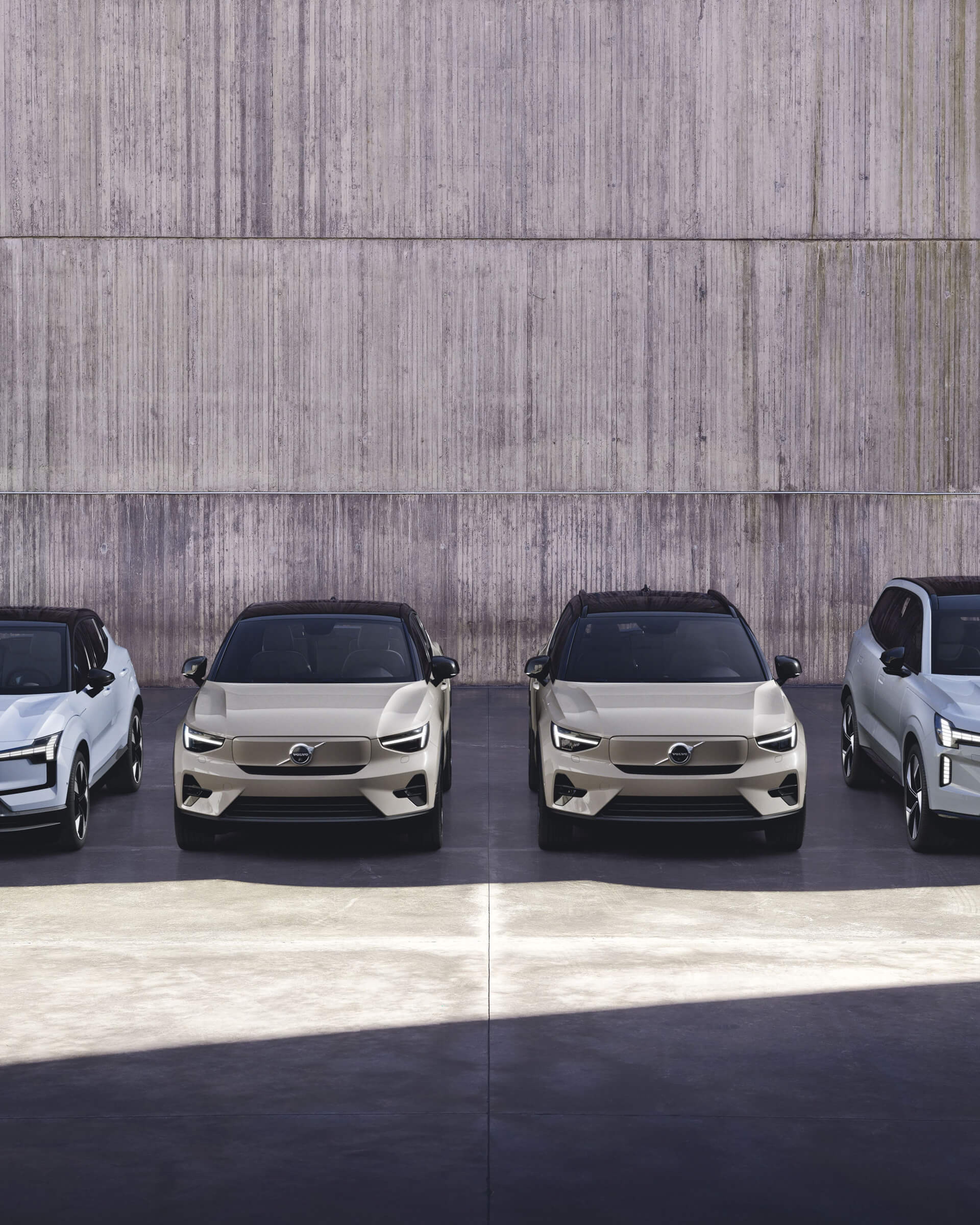 Line-up of Volvo cars