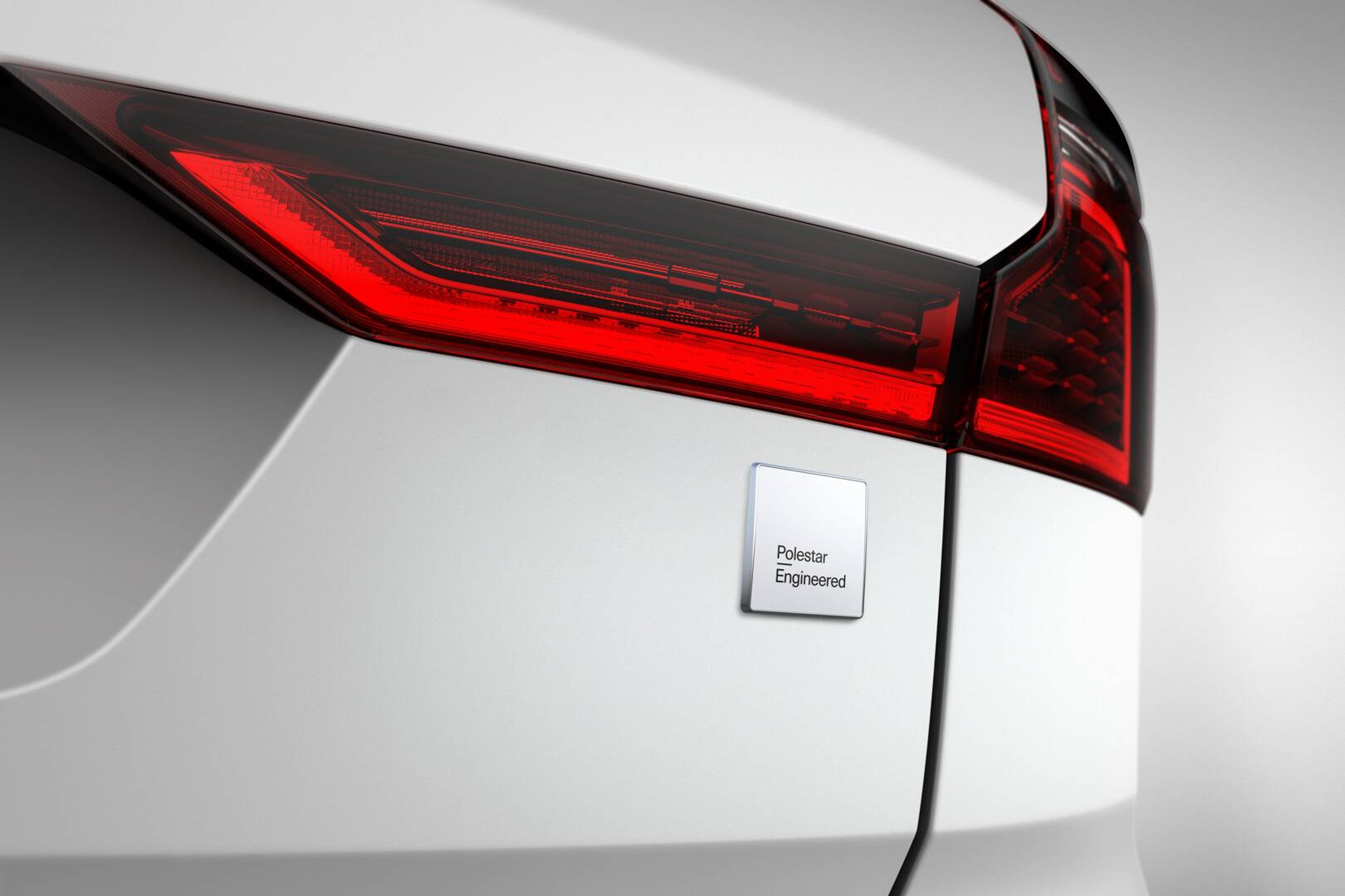 Close up of Polestar badge on a silver car