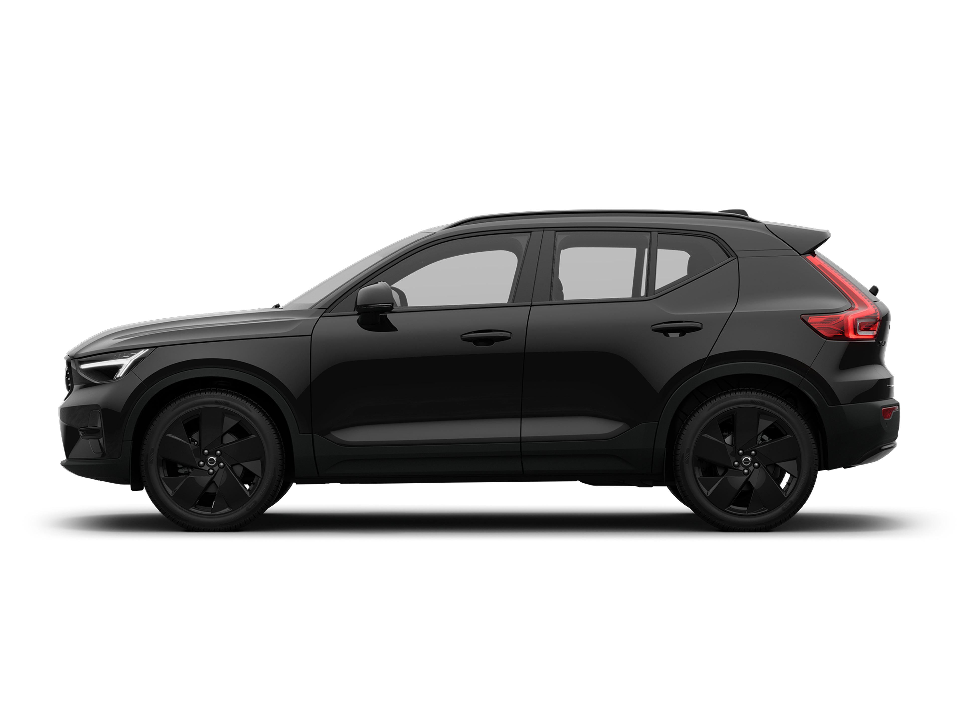 Seitliche Ansicht eines Volvo XC40 Black Edition Mild-Hybrid in Onyx Black
