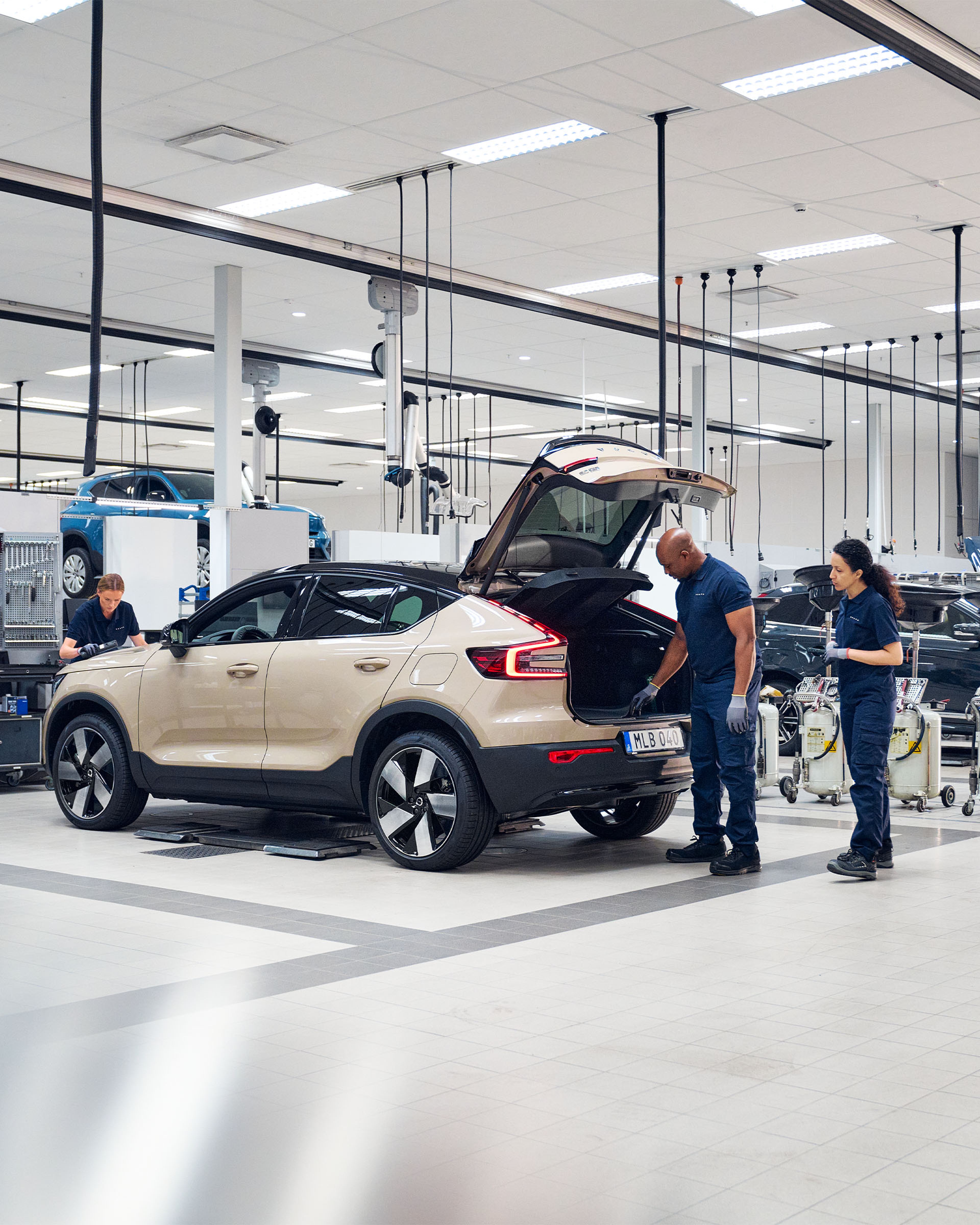 Volvo service center - car being worked on