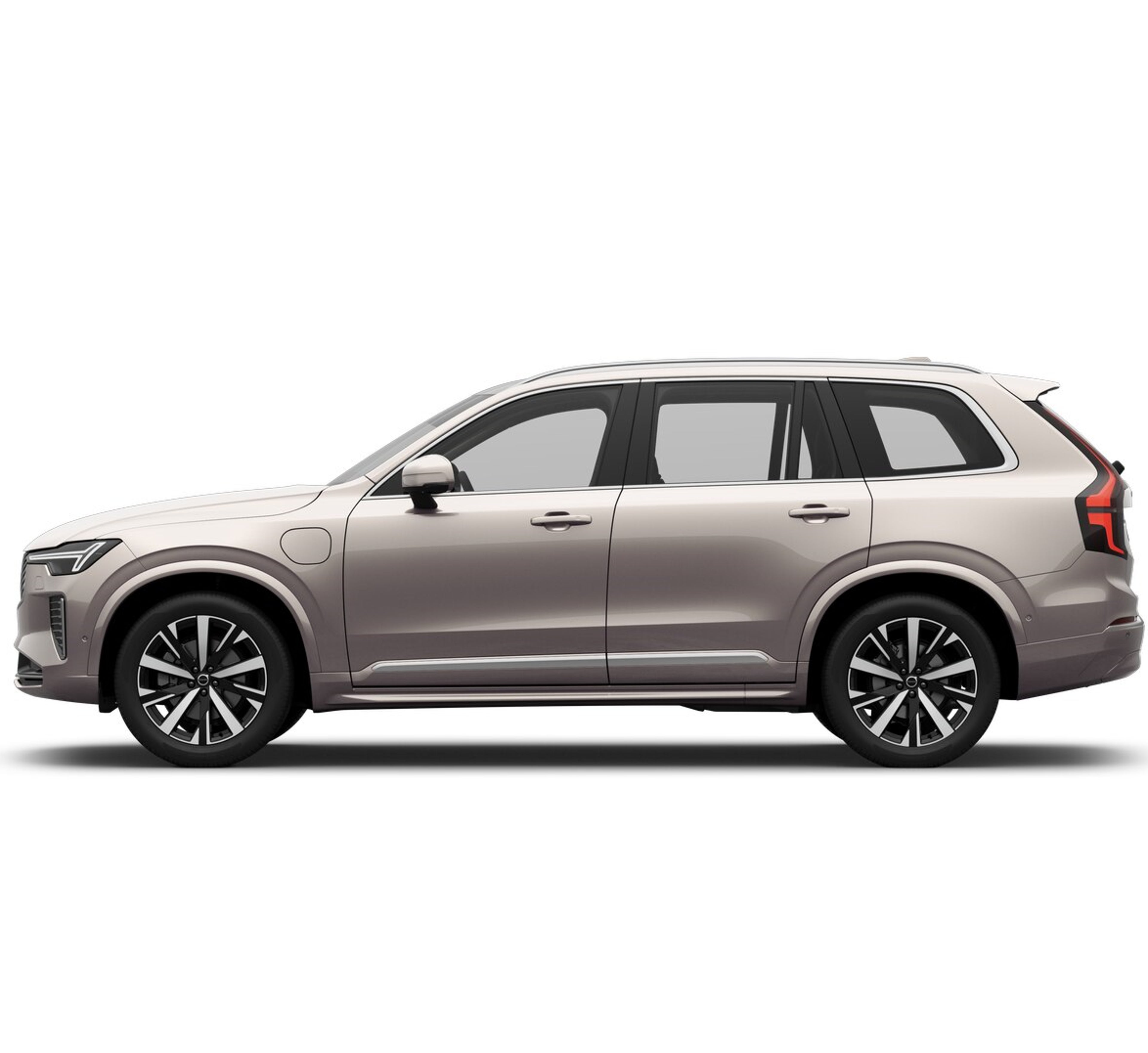 A side profile view of the Volvo XC90 in colour bright dusk.