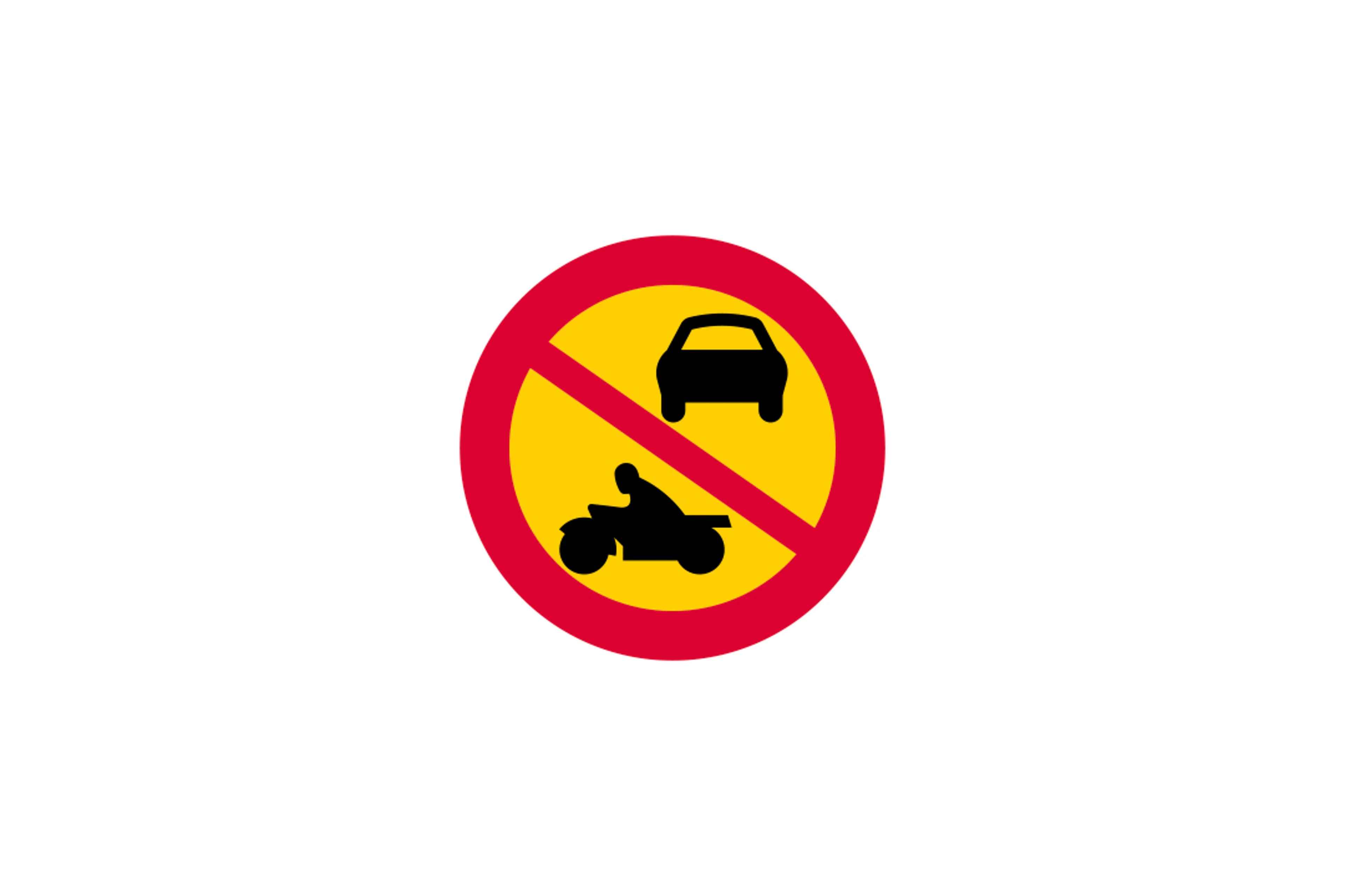 Crossed out car and motorcycle sign