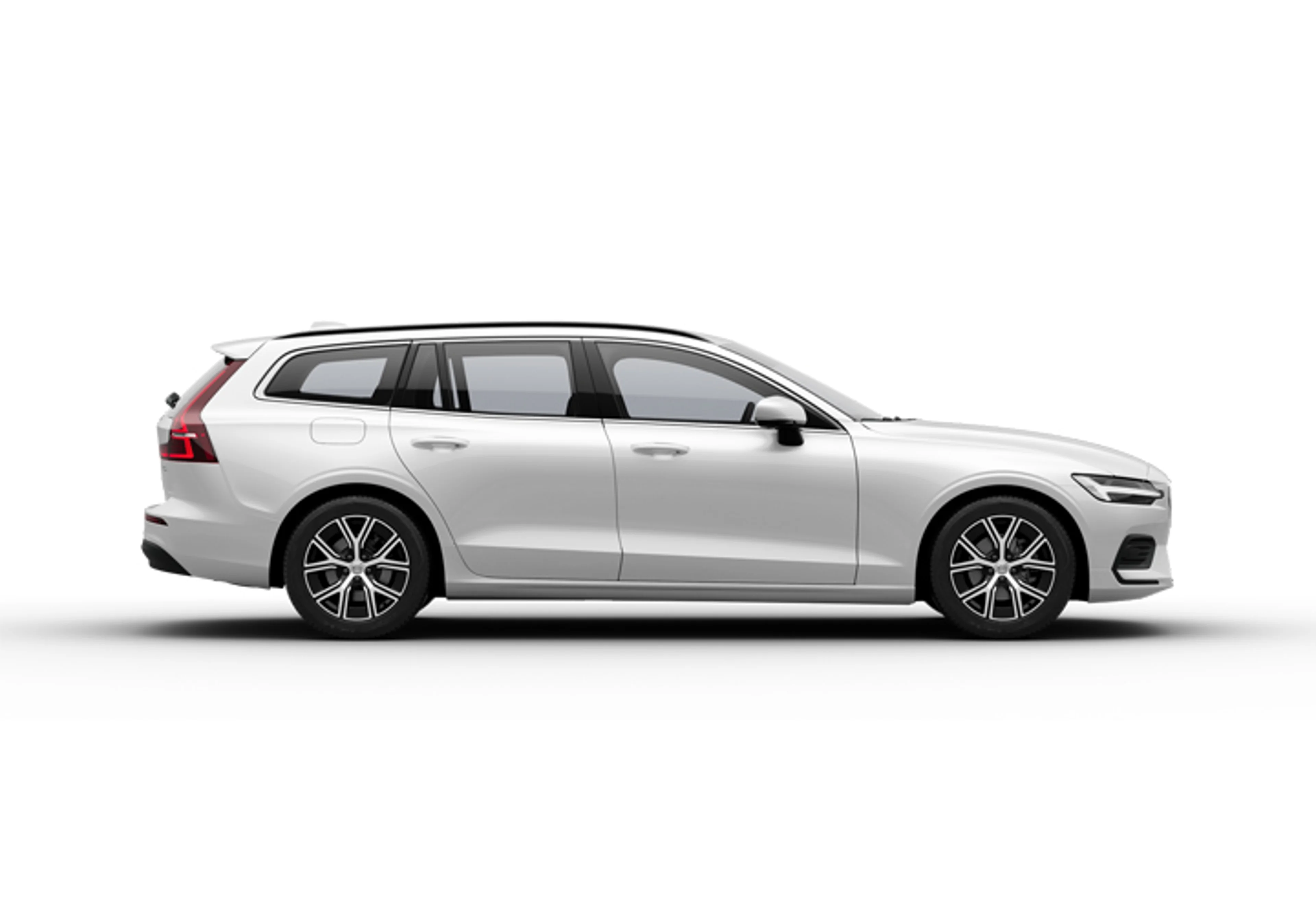 Ein weißer Volvo V60 auf weißem Hintergrund.