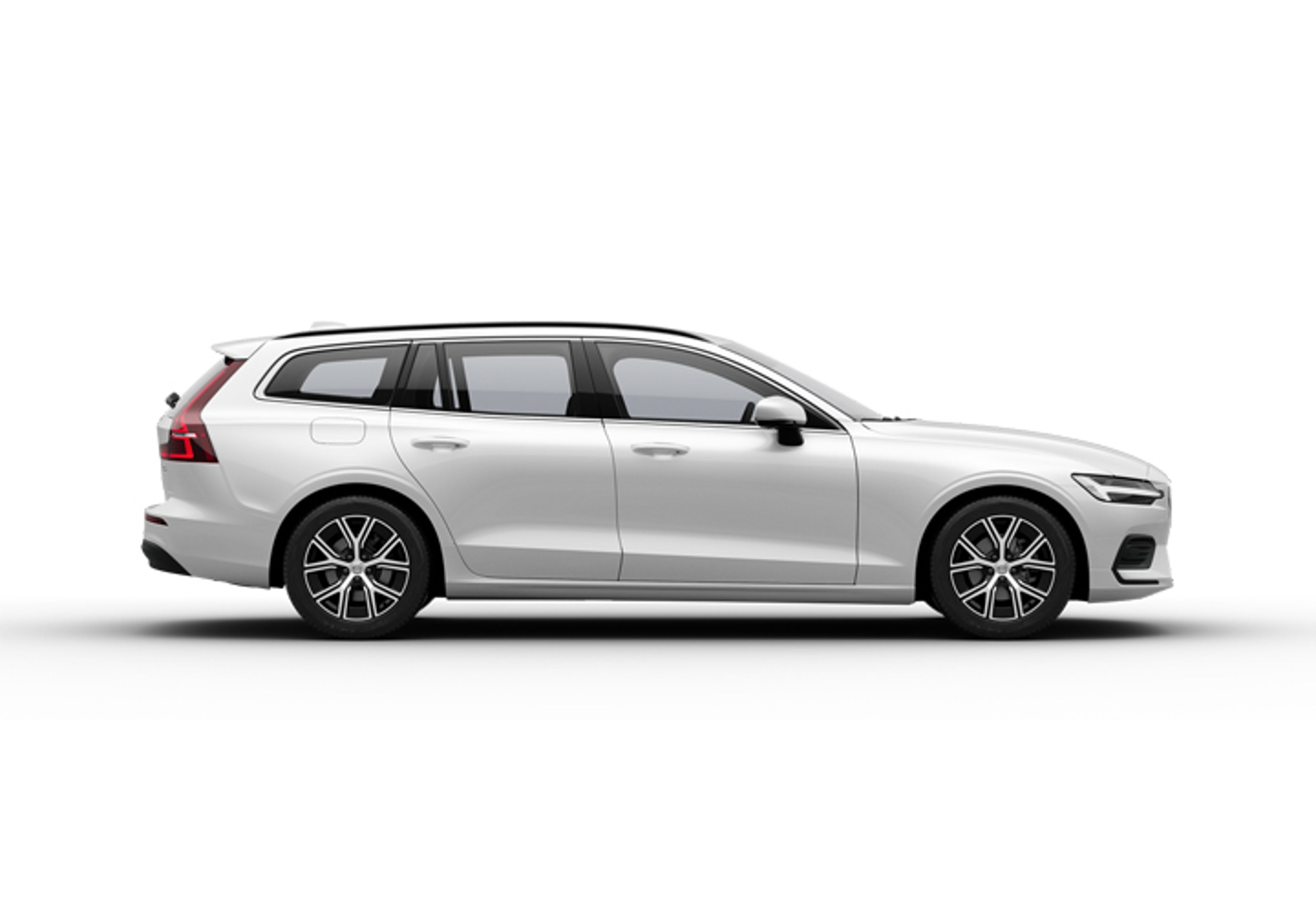 Ein weißer Volvo V60 auf weißem Hintergrund.