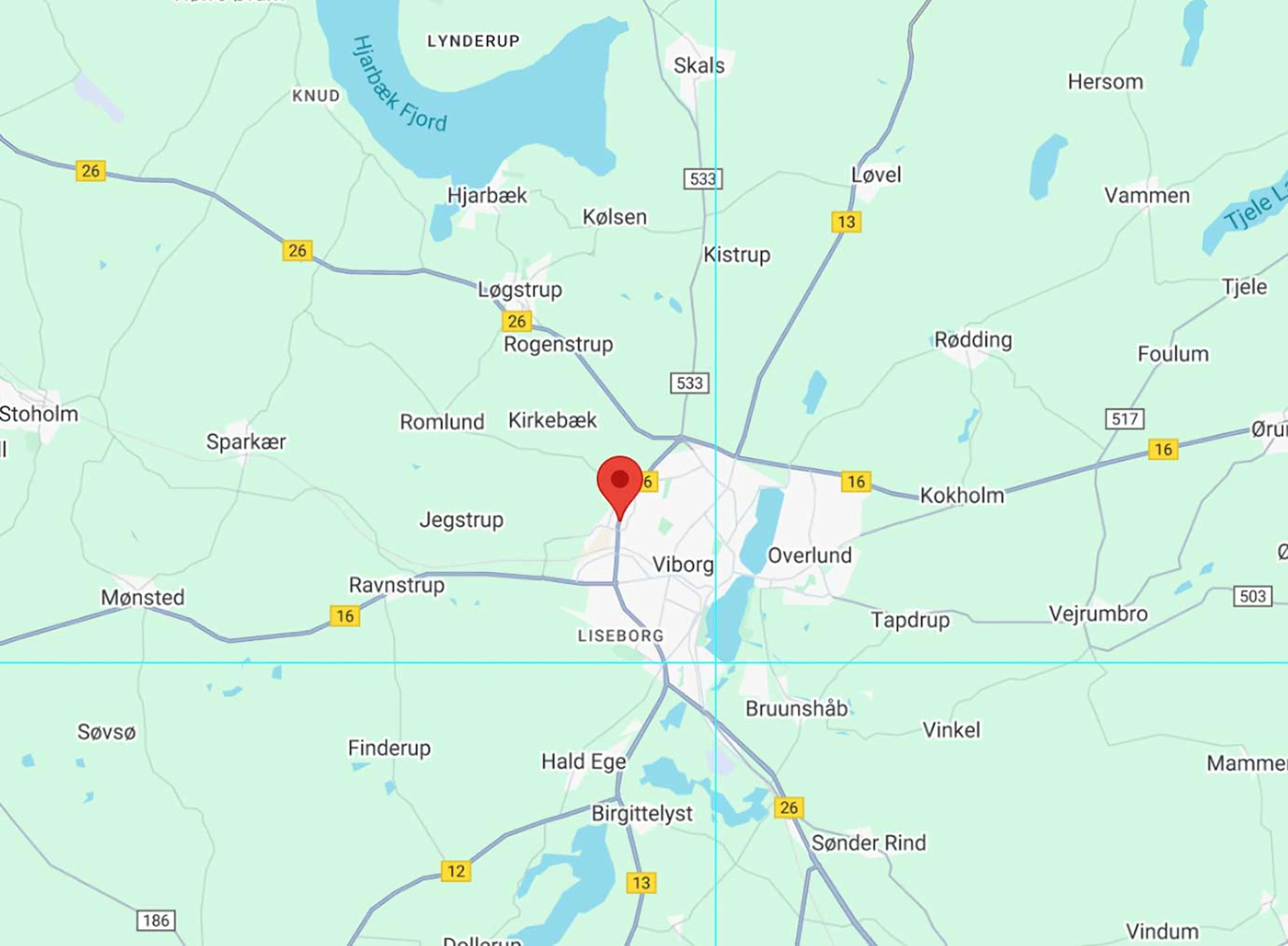 Et kort som viser Dahl Pedersen serviceværksted beliggenhed i Viborg