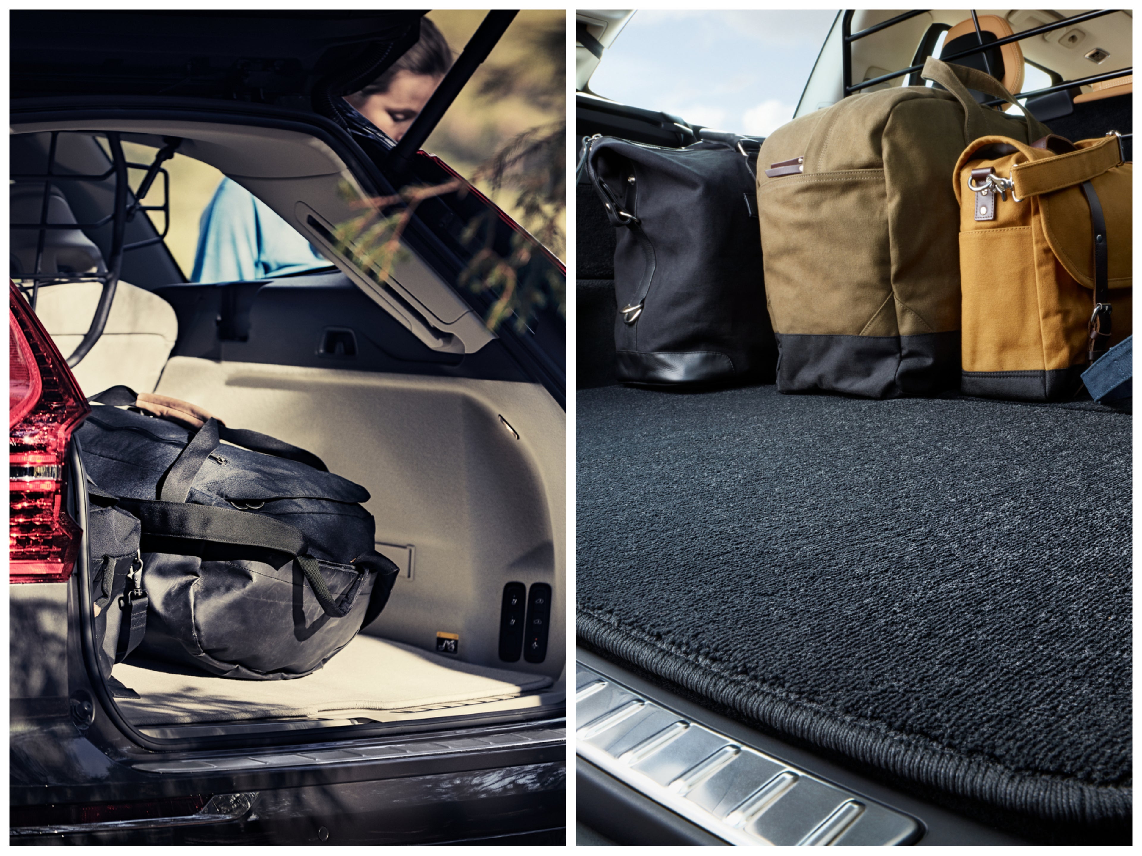 collage av lastsikring i bagasjerom