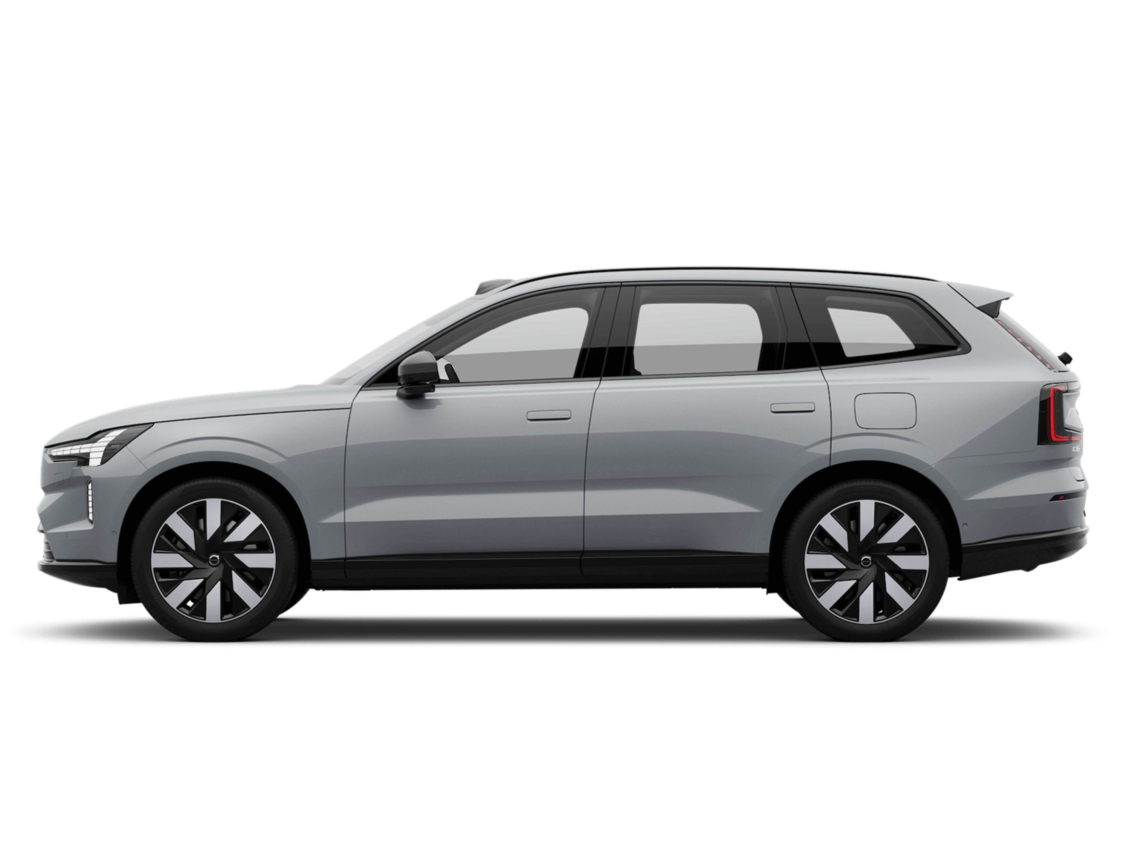 A side profile image of the fully electric Volvo EX90 seven seater SUV.