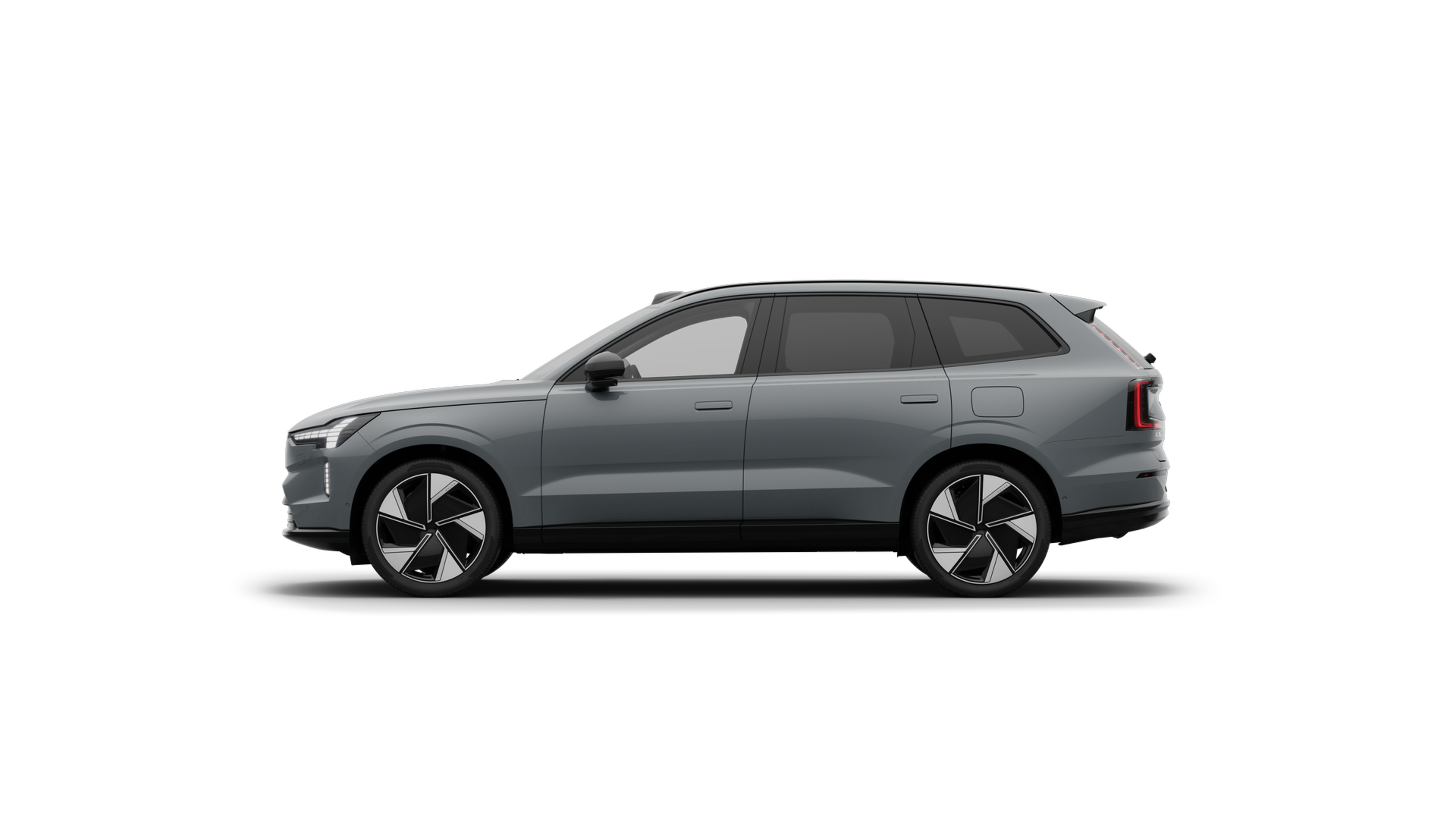 A side profile image of the fully electric Volvo EX90 seven seater SUV.
