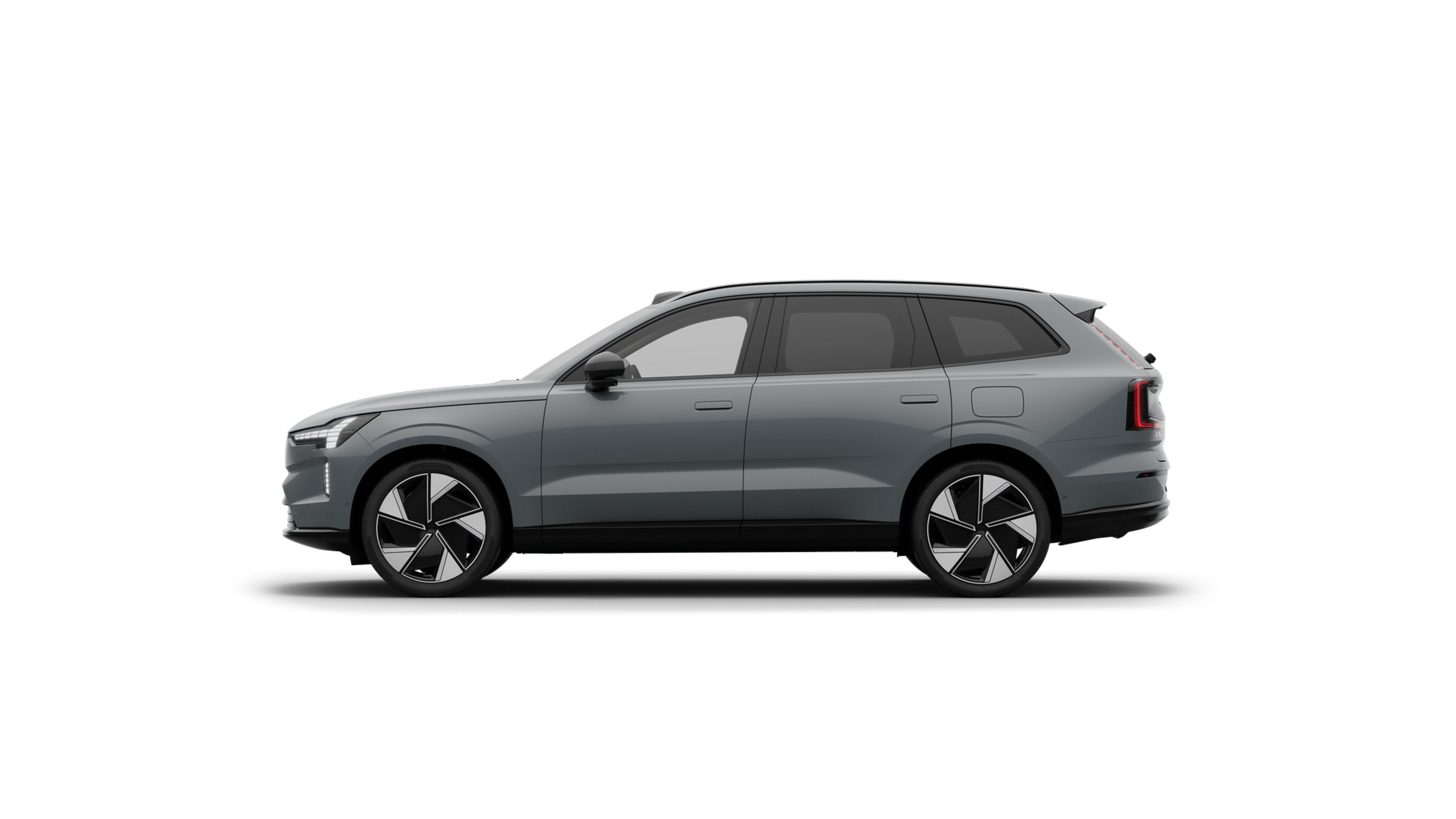 A side profile image of the fully electric Volvo EX90 seven seater SUV.