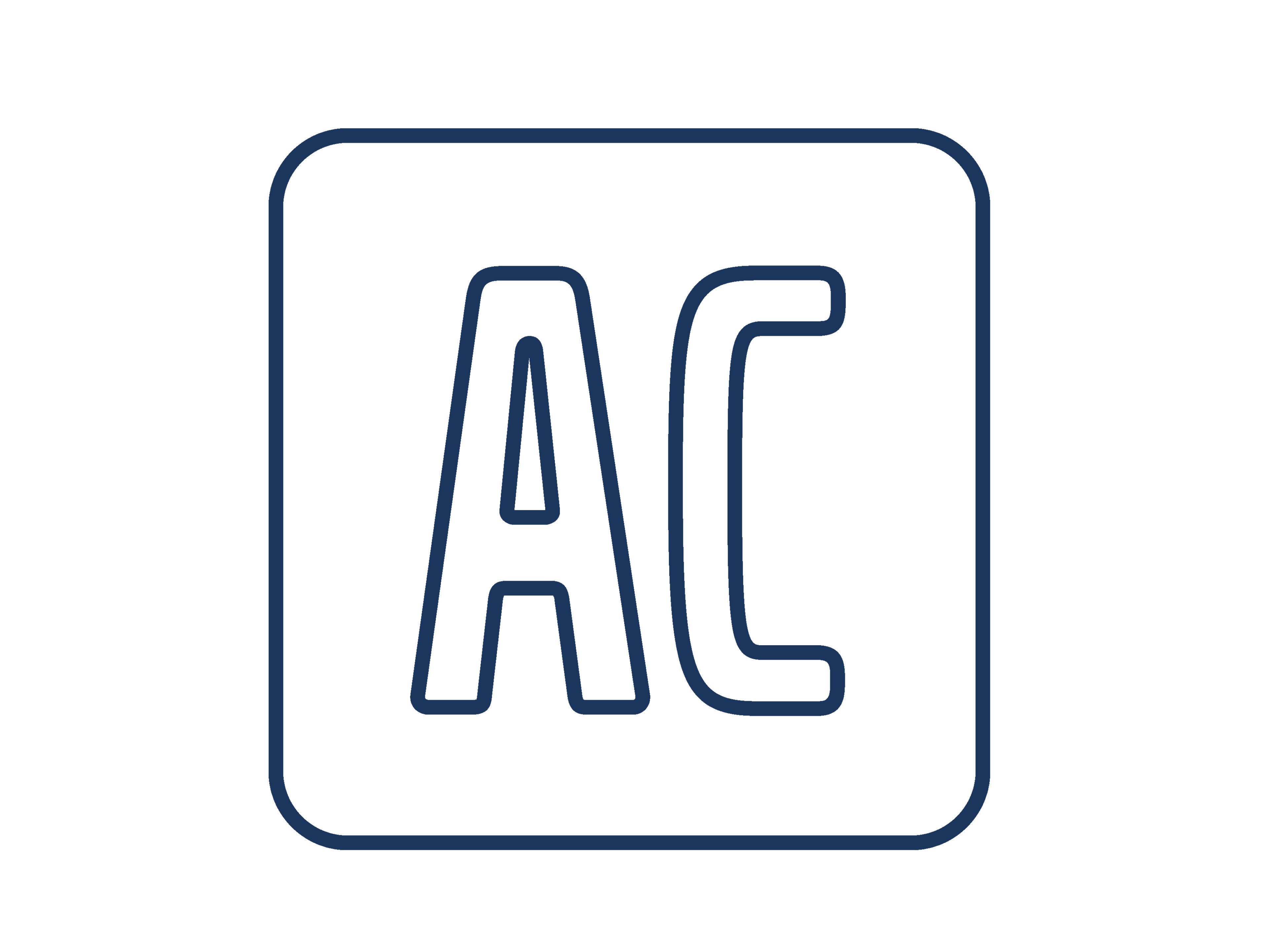 Icon "Klimaservice", das in blauen Linien die Buchstaben "A" und "C" zeigt.