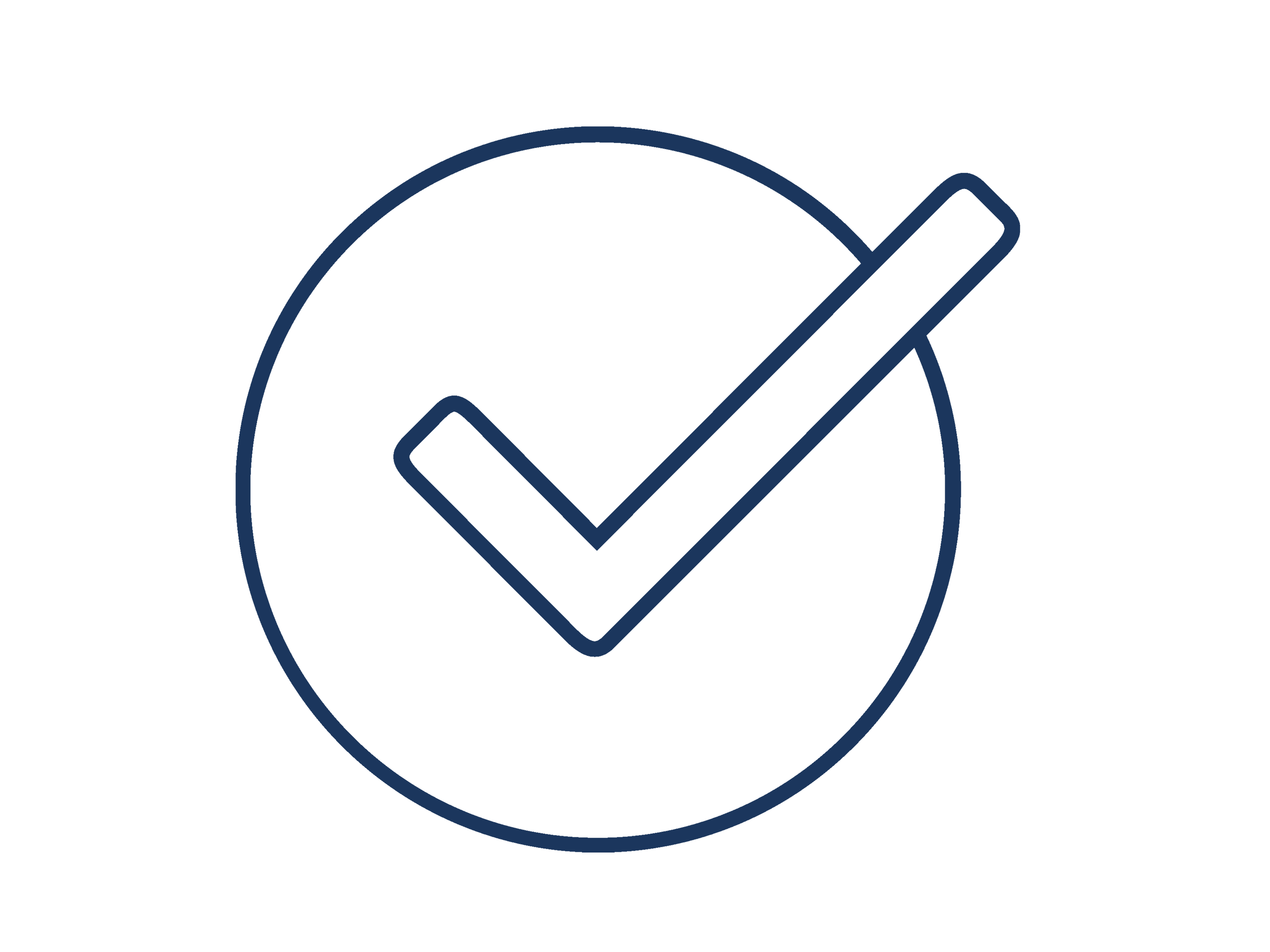 Icon "Sicherheitscheck", das in blauen Linien einen Kreis mit einen Haken zeigt.