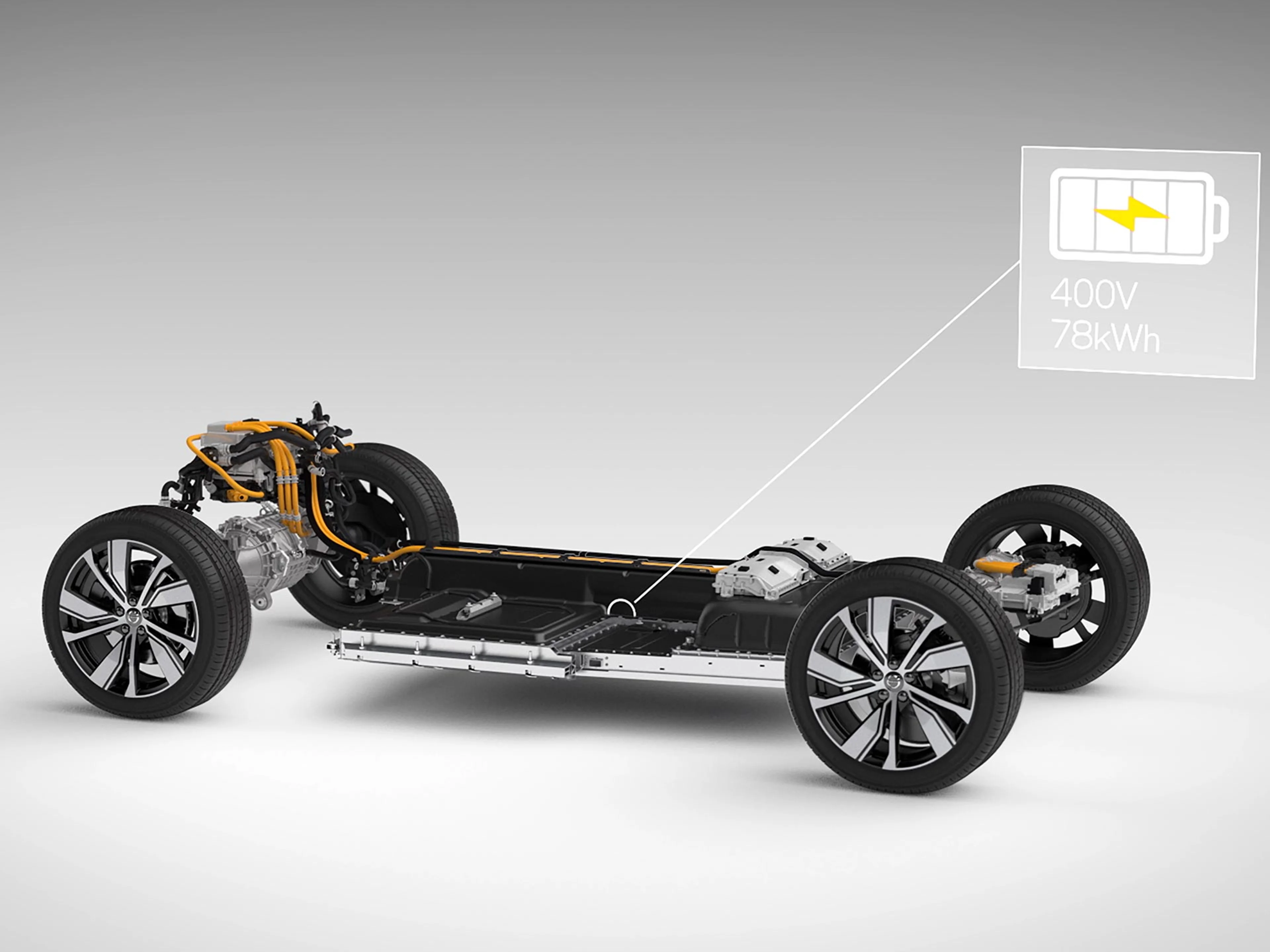 Eine Basiskarosserie zeigt schematisch die Position der Fahrzeugbatterie.