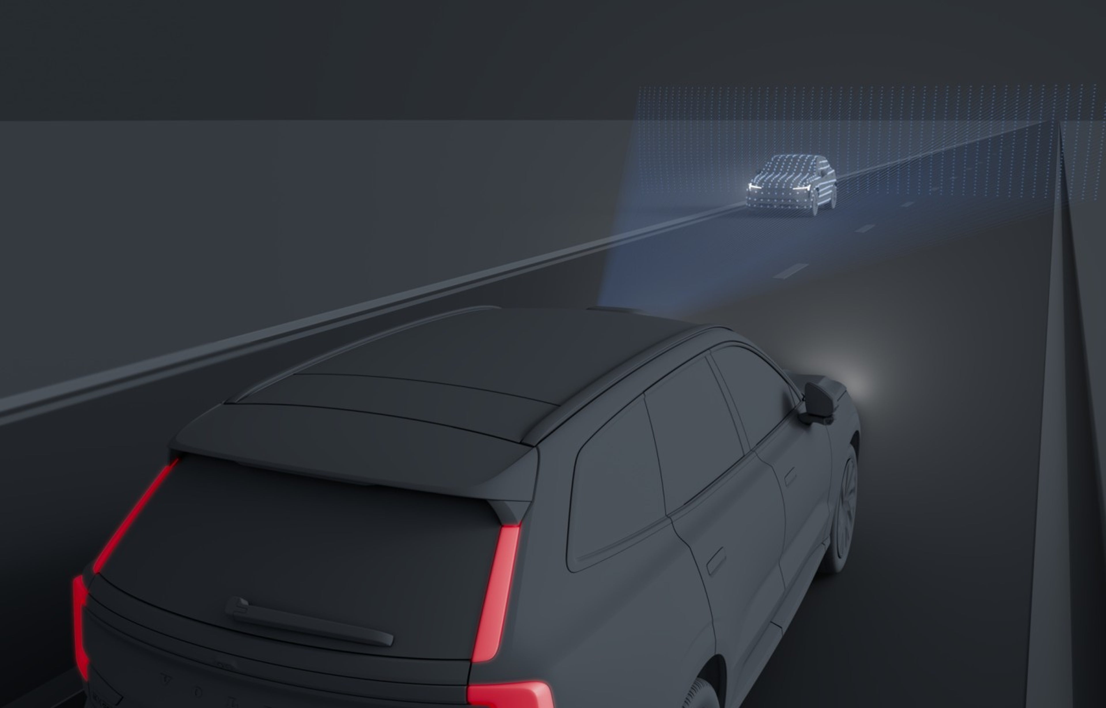 Dwa samochody są na dwóch różnych pasach, a boczne światło bezpieczeństwa miga