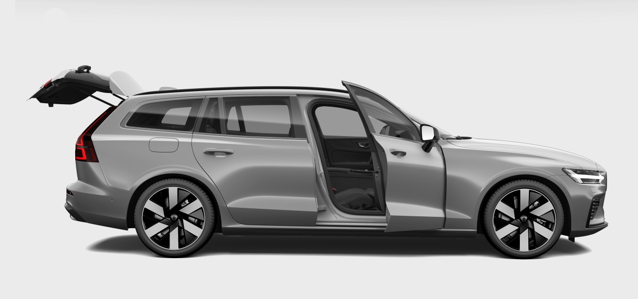 Side view of the vehicle highlighting major storage areas.