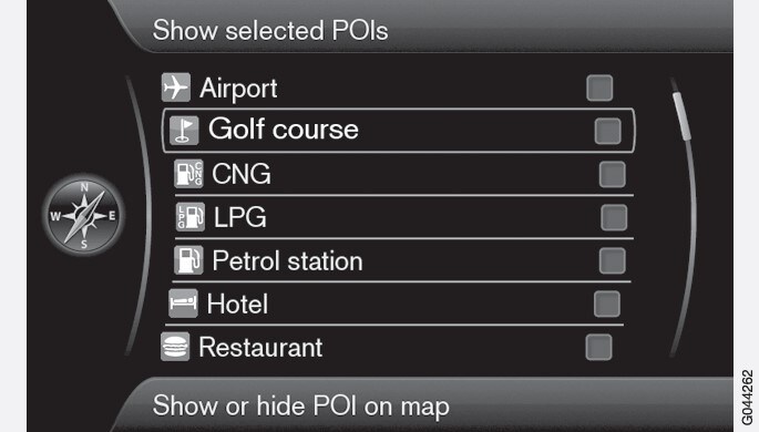 地圖中會顯示已經標記的 POI  選項。