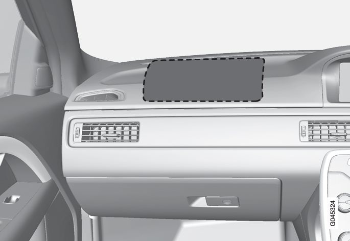 Расположение подушки безопасности на стороне пассажира в автомобиле с правосторонним управлением.