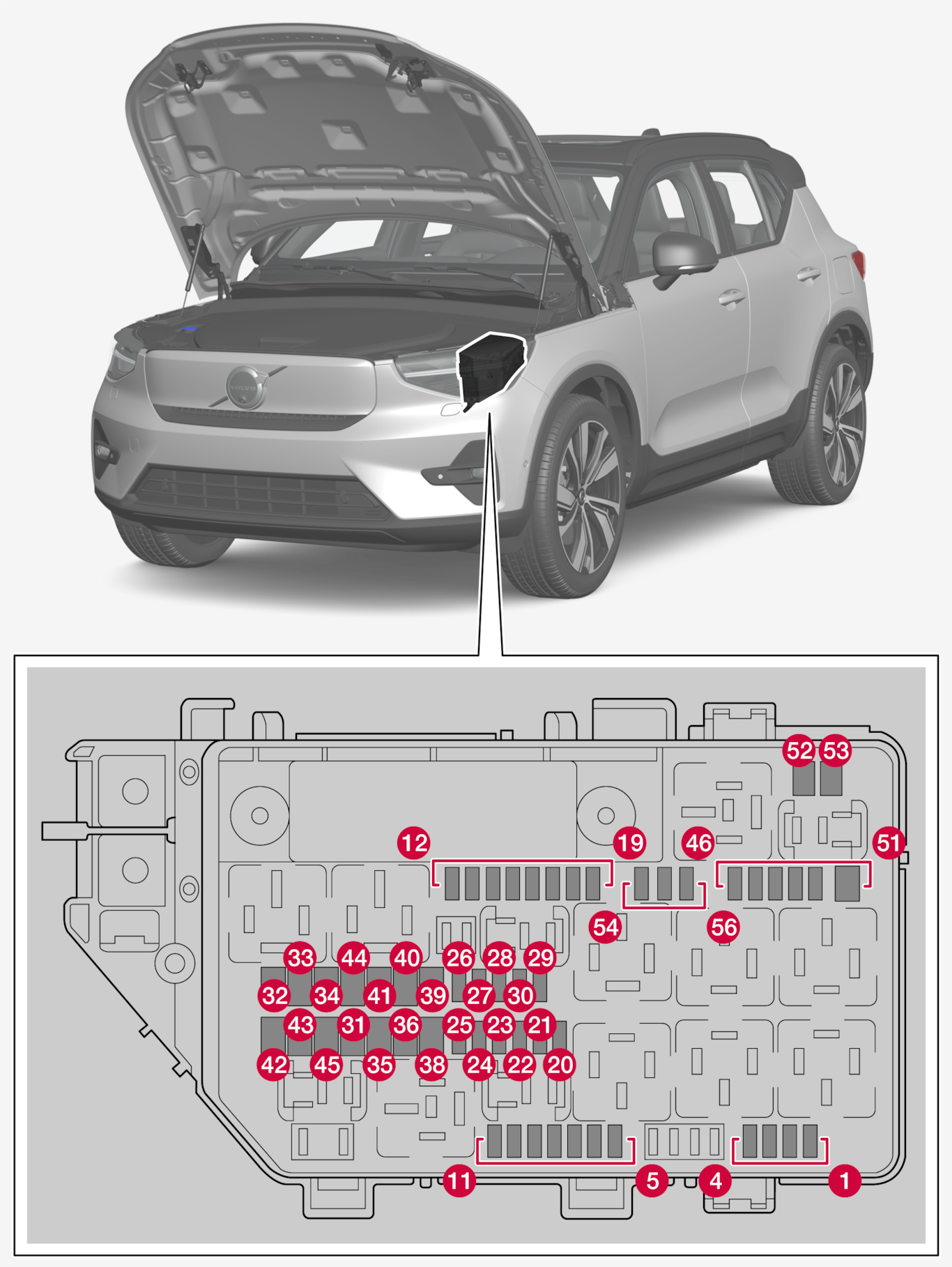 P6-2222-XC40BEV-Fuses under bonnet
