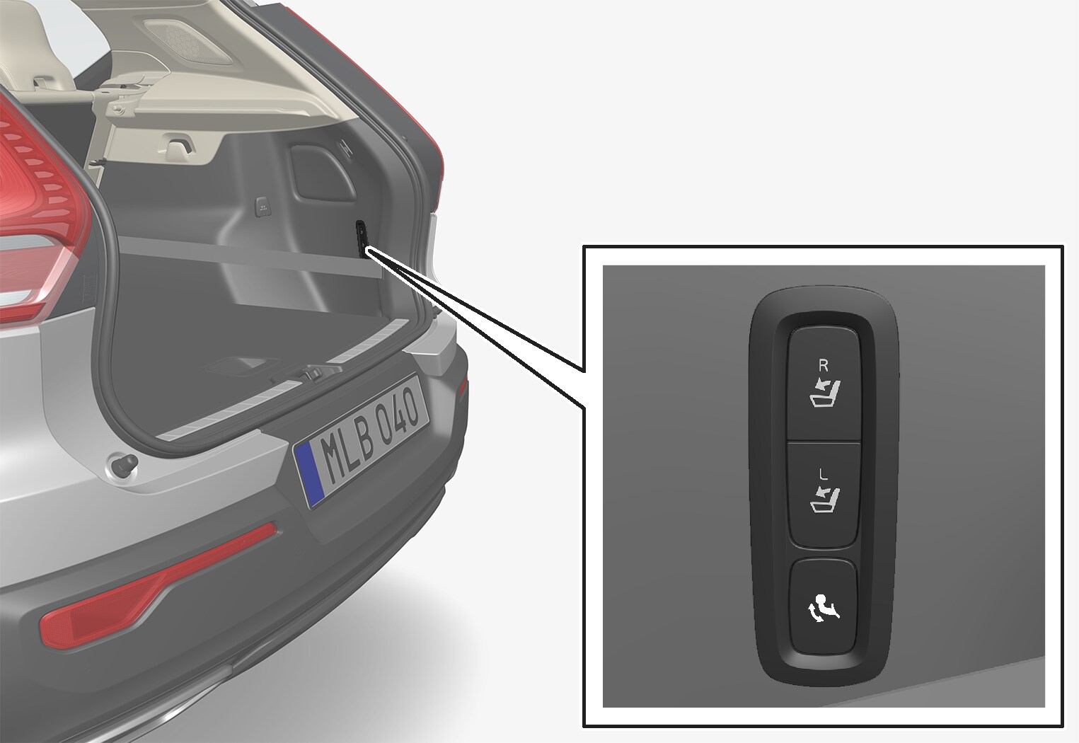 P6-CMA-Fold seats buttons in the trunk