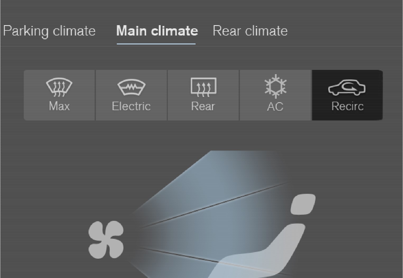 The air recirculation button in the climate view.