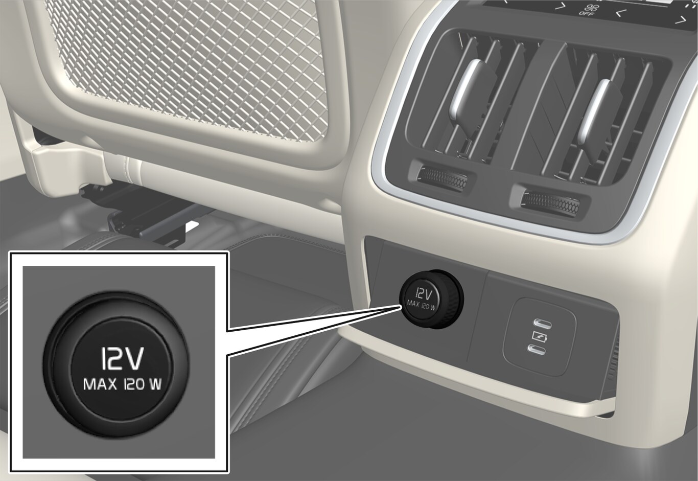 P5-20w46–Interior–12 V outlet tunnel console S90L