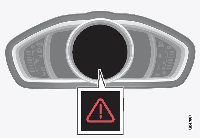 數位綜合儀錶板中的警示三角標誌。