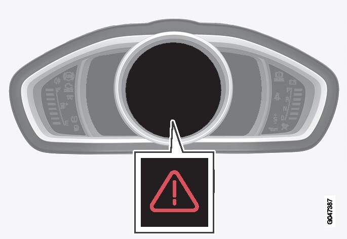 Triángulo de advertencia en el cuadro de instrumentos digital.