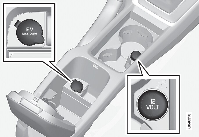 P4-1220-Y55X- 12 V sockets in tunnel console