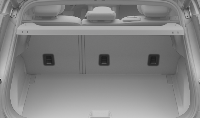 Location of top tether attachment points for the rear seat