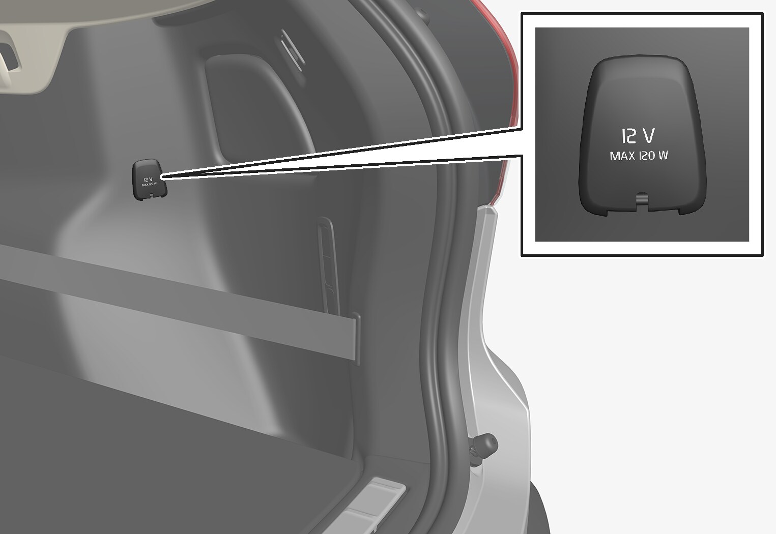 P6-1746-XC40-12 V outlet storage area