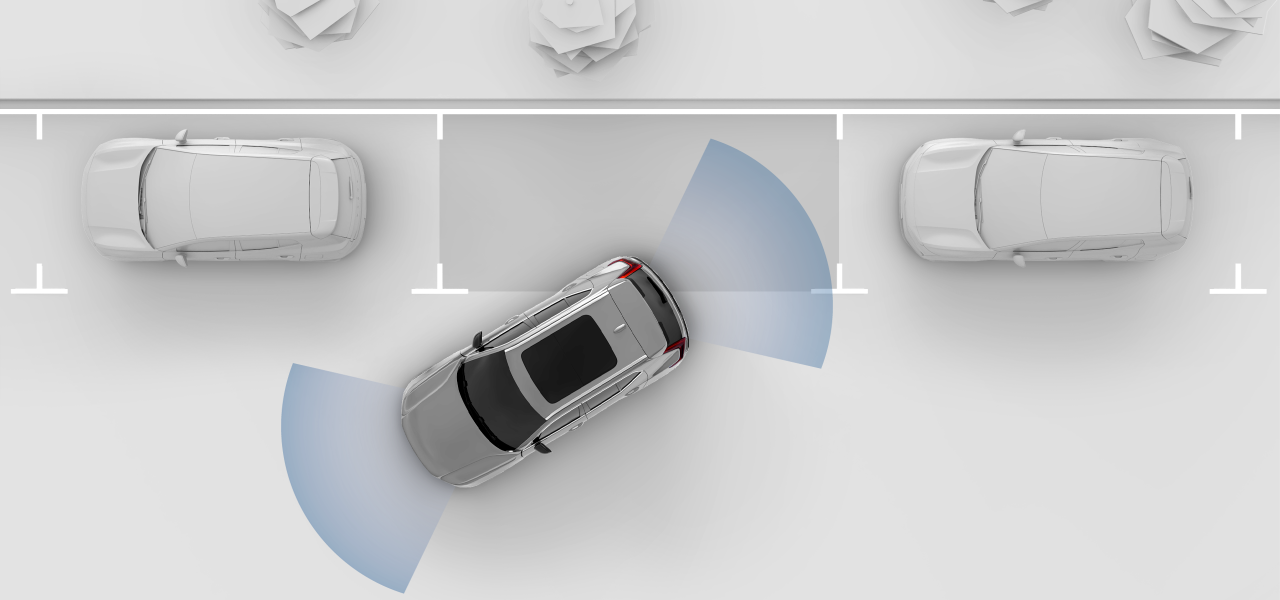 A top-down view of a car parking.