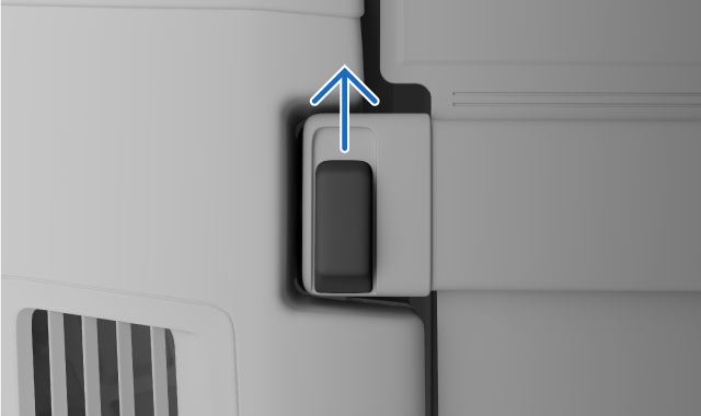 Push the lock button forwards