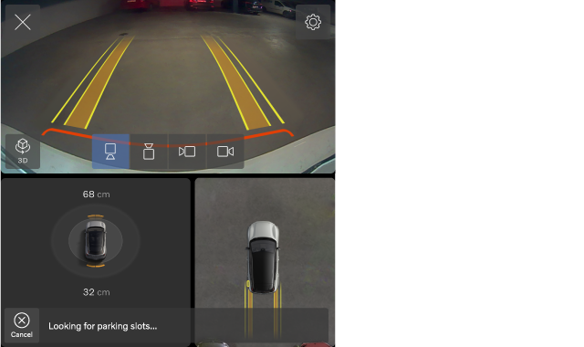 Parking view when scanning for parking spaces