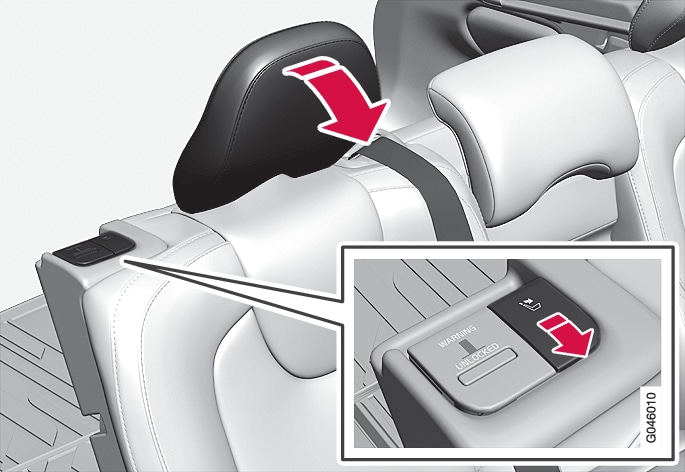 P4-1220-Y55X Manually folding the rear head restraint