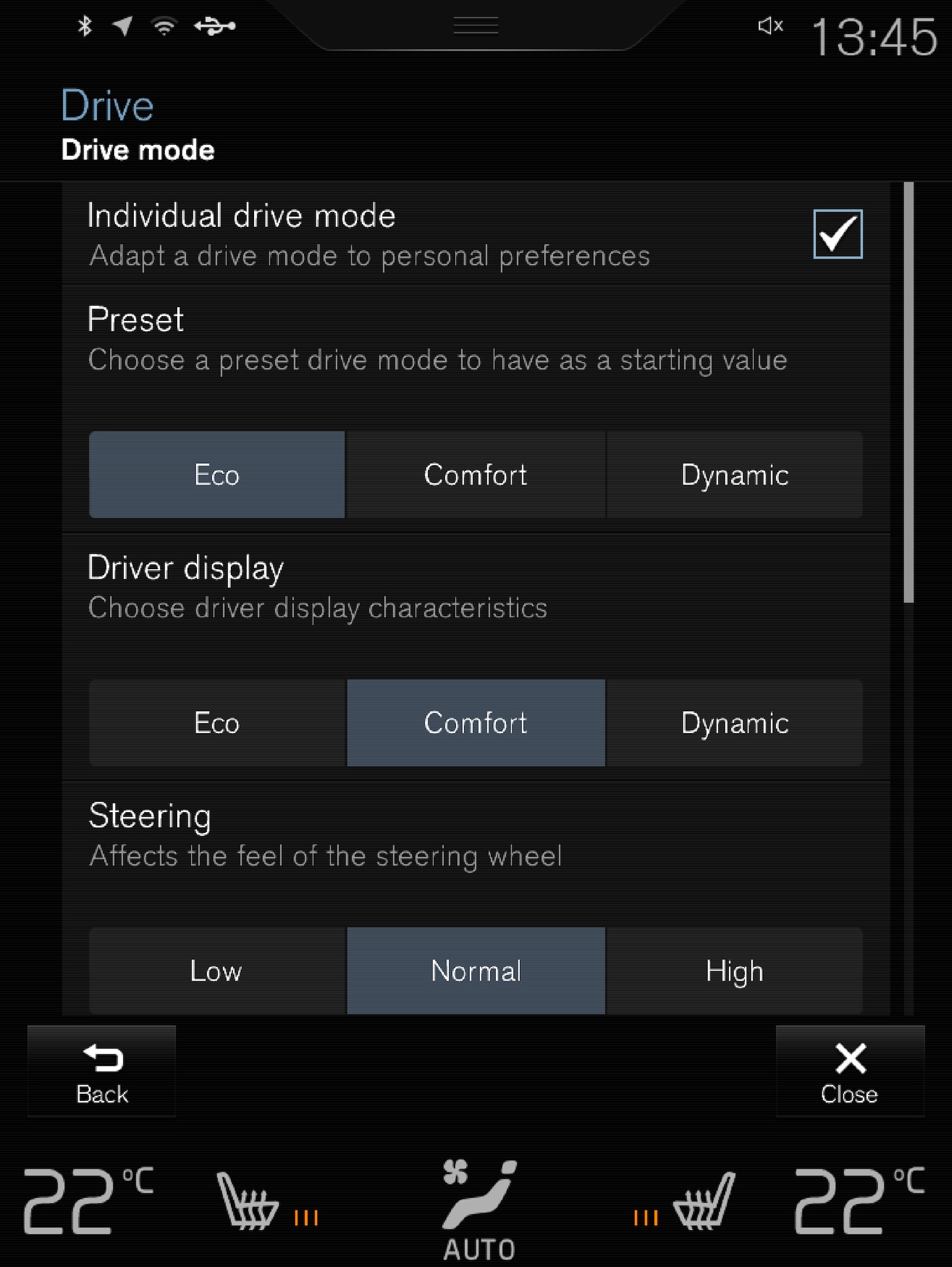 Starting режимы. Drive Mode individual.