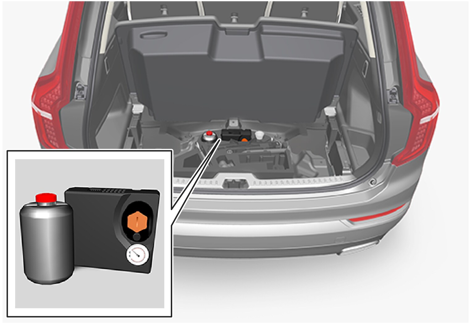 P5-1507-temporary mobility kit in luggage comp